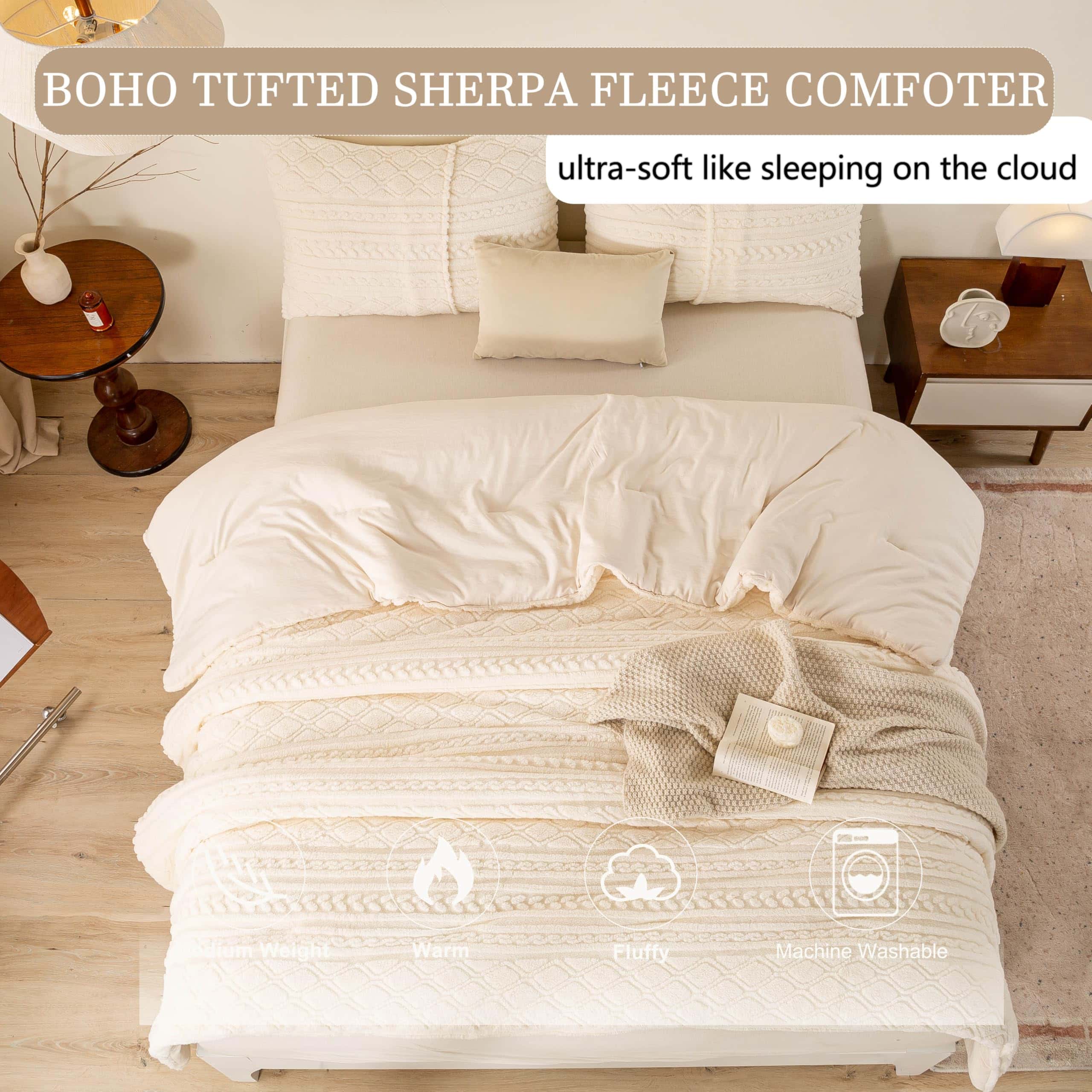 Juego de Edredón de Felpa 3D Jacquard Boho Sherpa Tamaño - Imagen 6