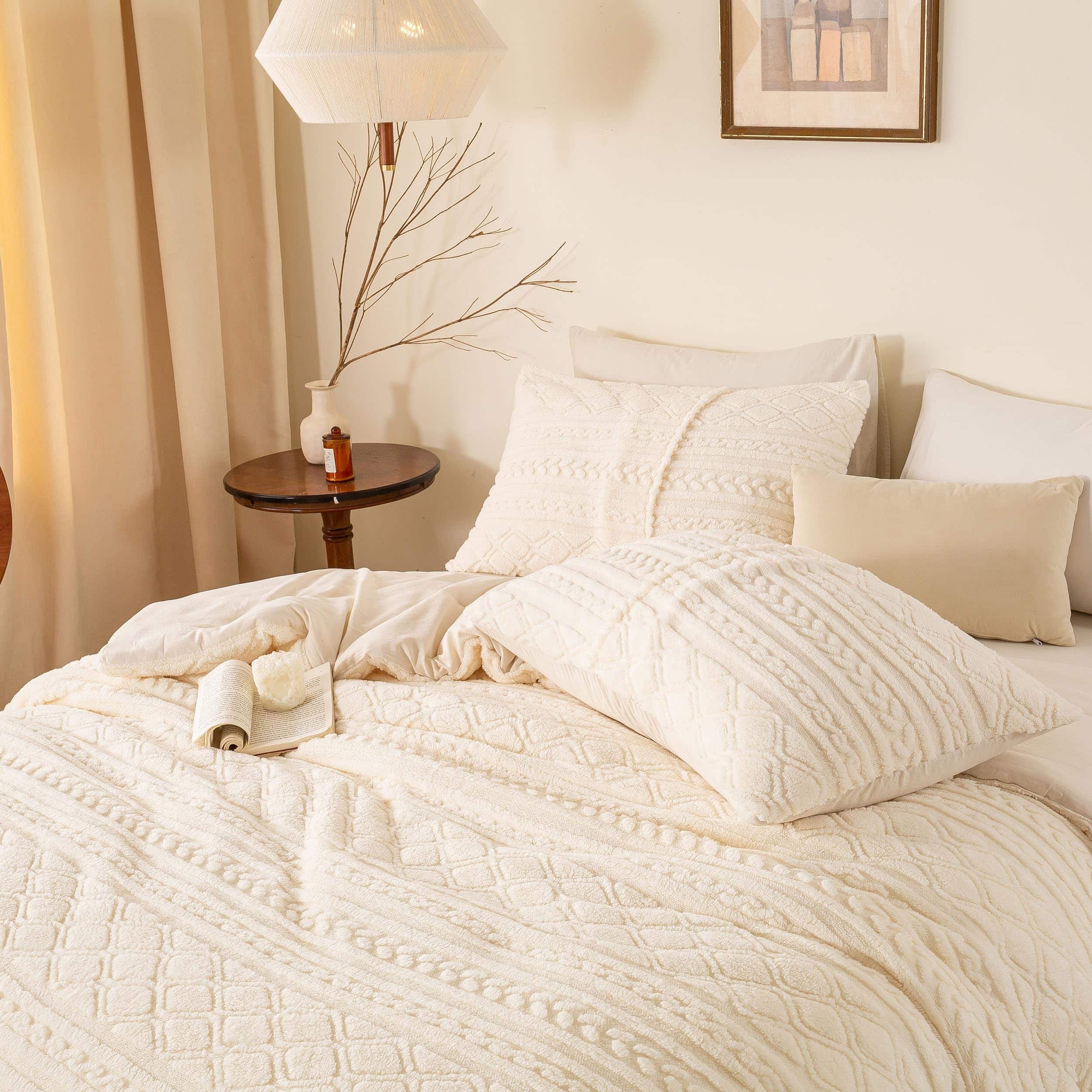 Juego de Edredón de Felpa 3D Jacquard Boho Sherpa Tamaño - Imagen 4