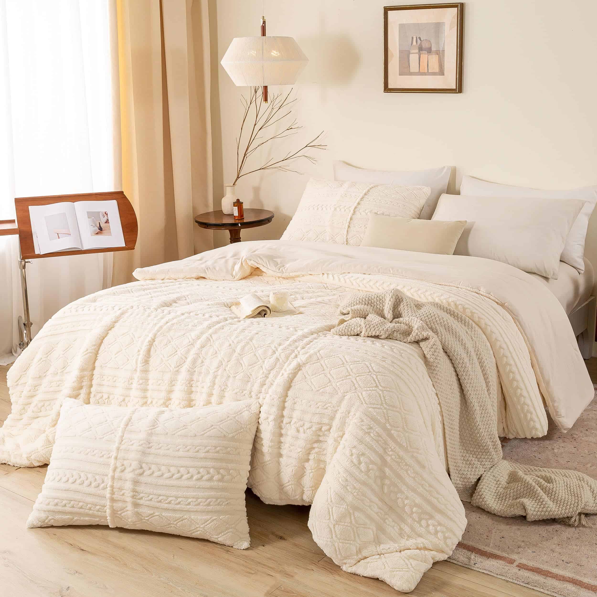 Juego de edredón BOHOPOPM Warm Plush 3D Jacquard Boho