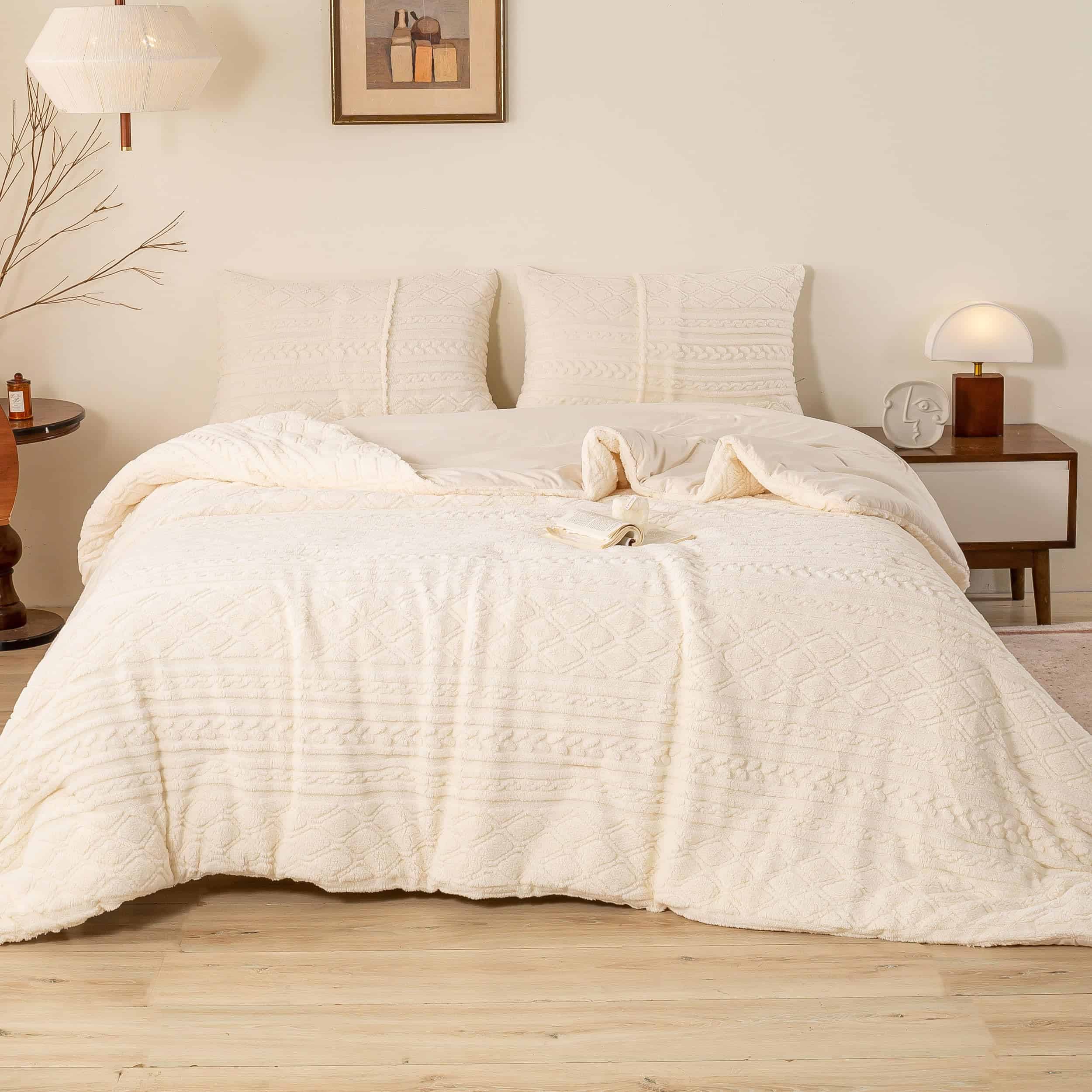 Juego de Edredón de Felpa 3D Jacquard Boho Sherpa Tamaño - Imagen 3