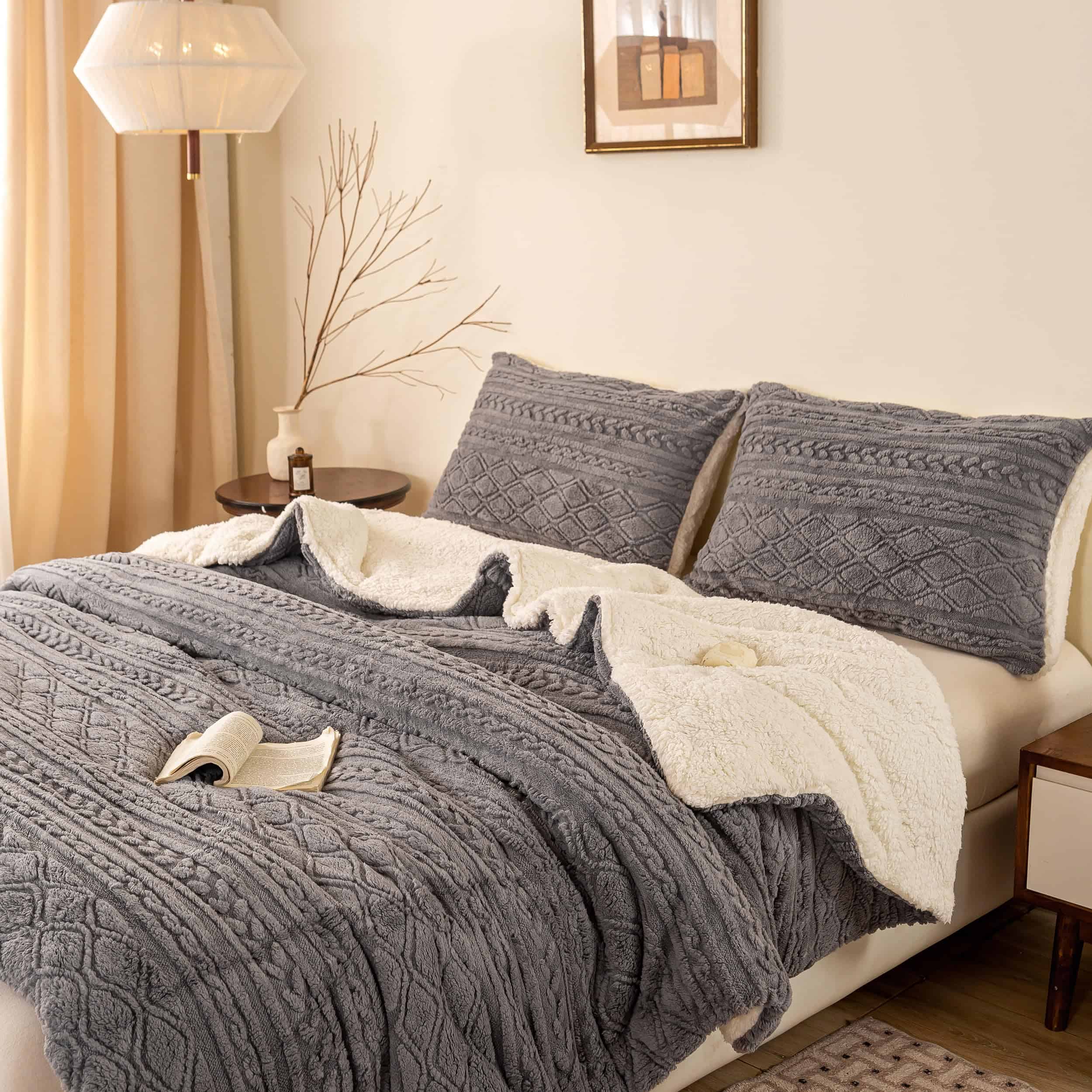 Edredón de Plush Reversible Ultra Suave y Cálido BOHOPOPM - - Imagen 8