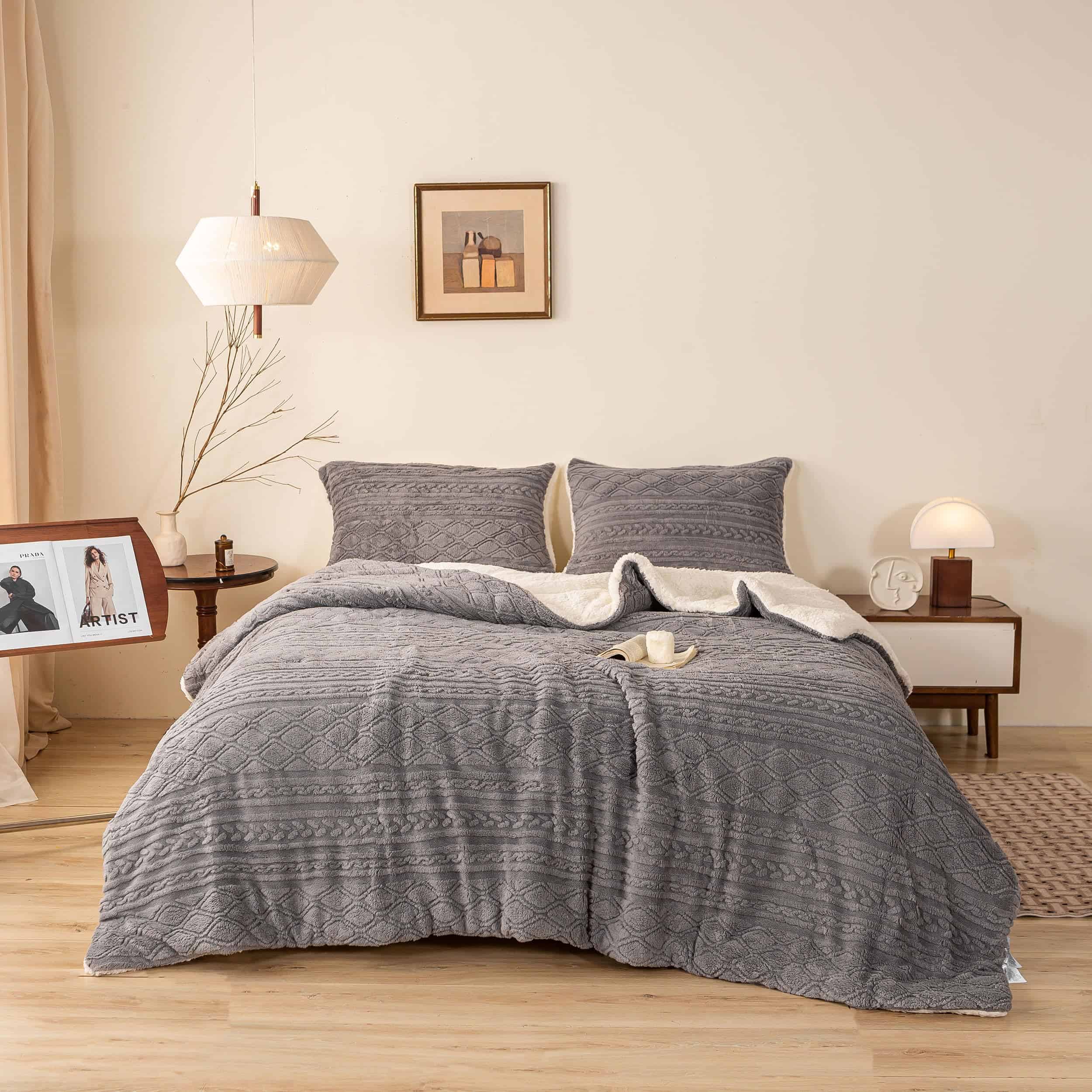 Edredón de Plush Reversible Ultra Suave y Cálido BOHOPOPM - - Imagen 3