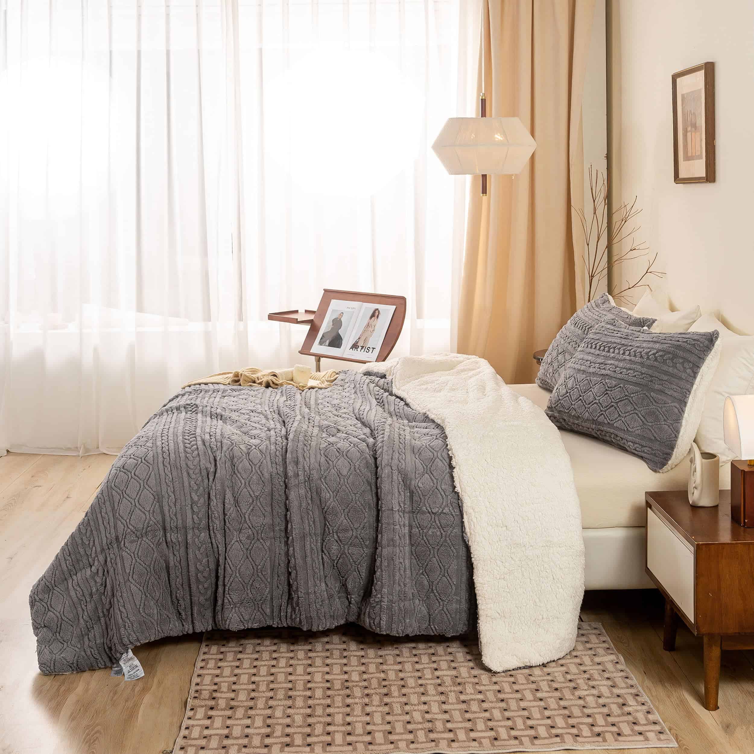 Edredón de Plush Reversible Ultra Suave y Cálido BOHOPOPM - - Imagen 7