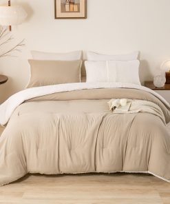 Edredón de Plumas BOHOPOPM Warm Ultra-Soft Sherpa Queen con