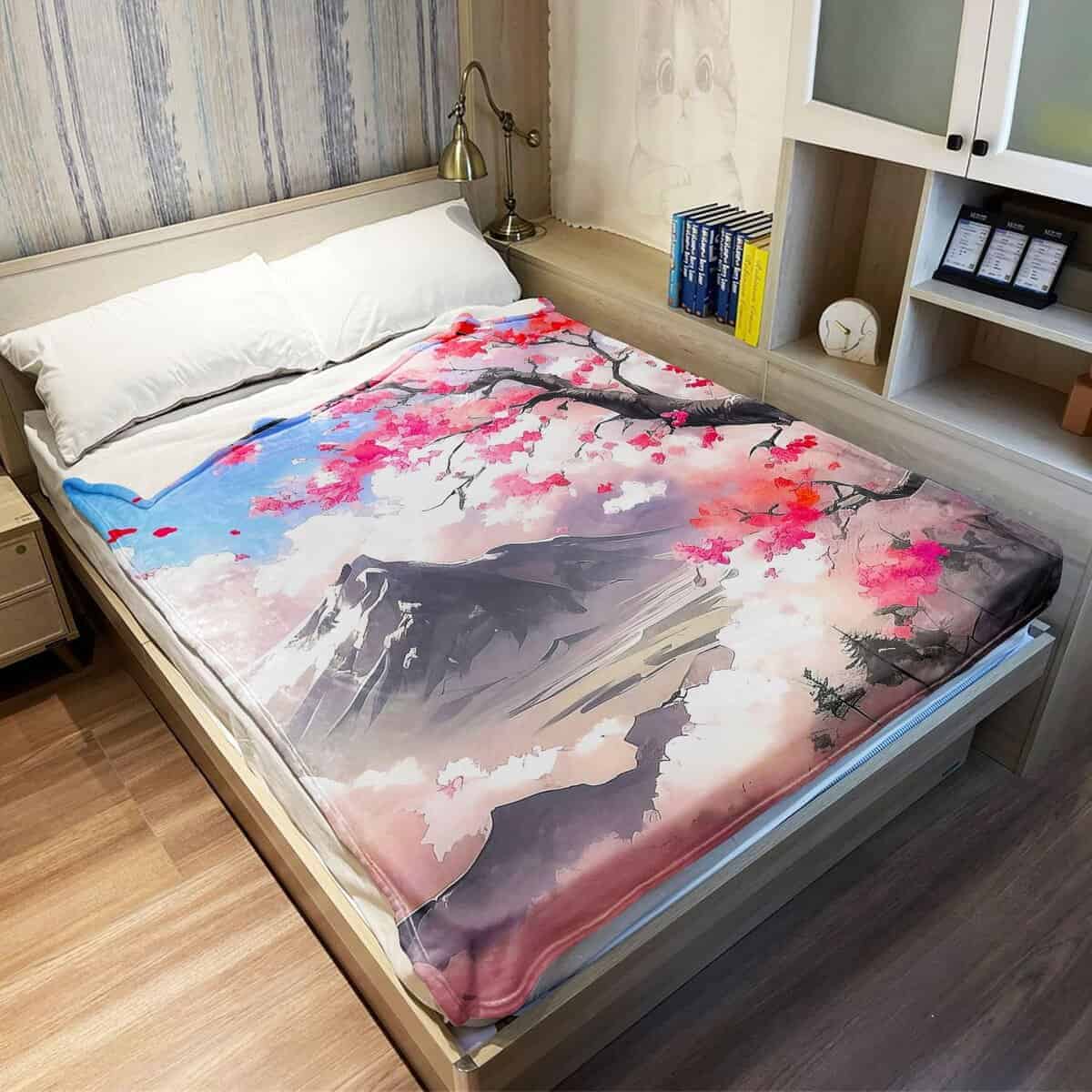 Manta de Lana de Cerezo 60" x 80" Estilo Japonés Manta de - Imagen 5