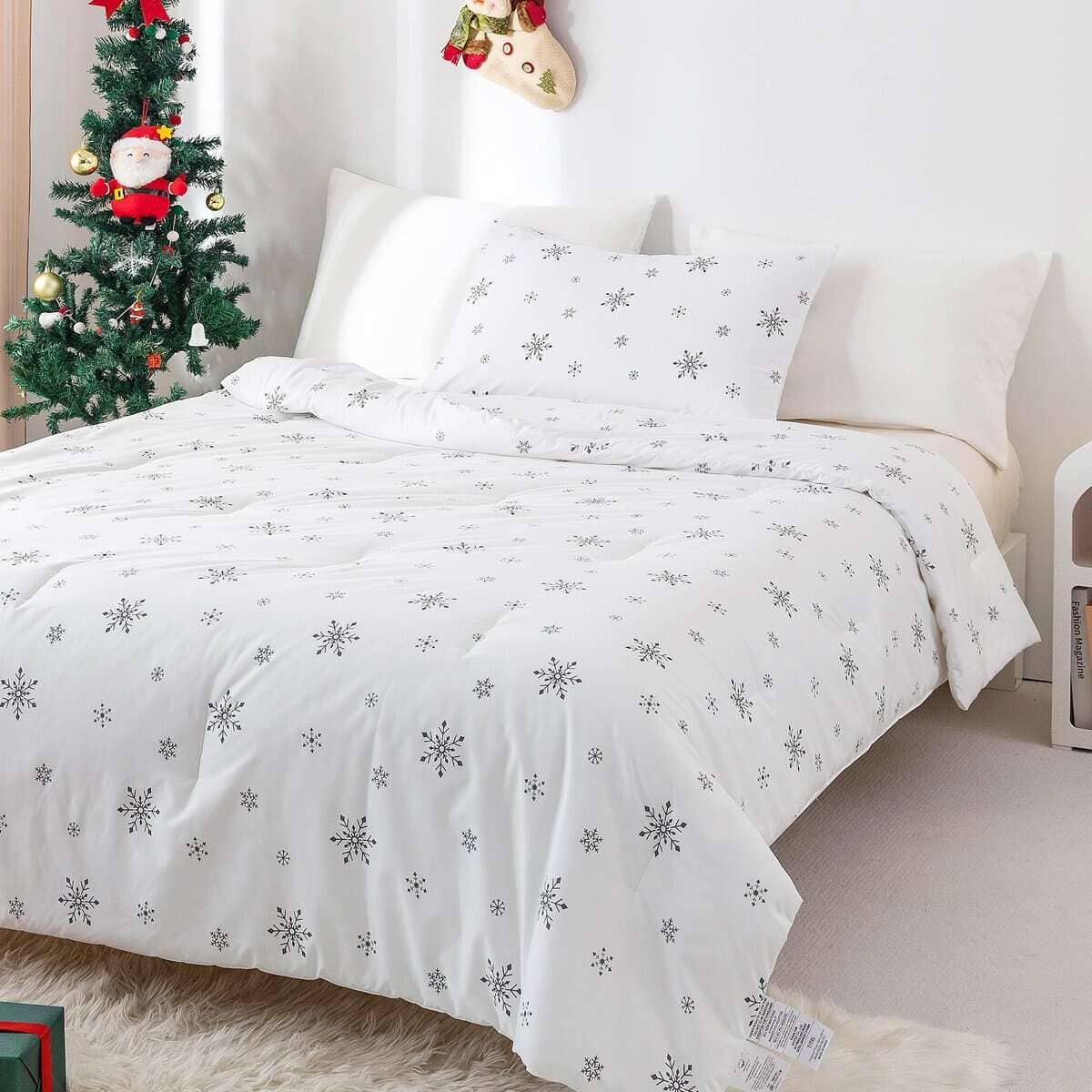 Edredón Blanco de Copos de Nieve de Navidad BOHOPOPM Tamaño