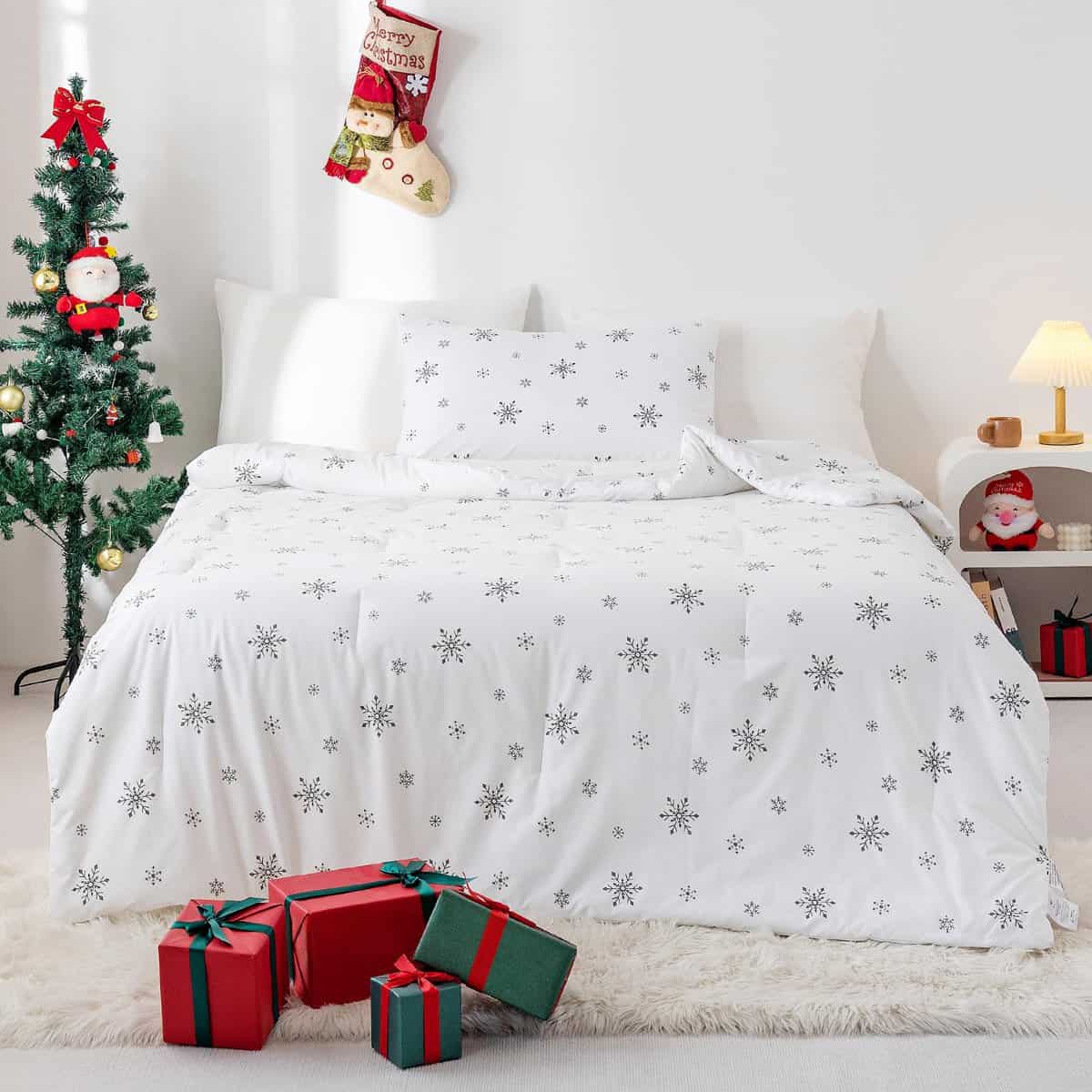 Edredón Blanco de Copos de Nieve de Navidad BOHOPOPM Tamaño - Imagen 3