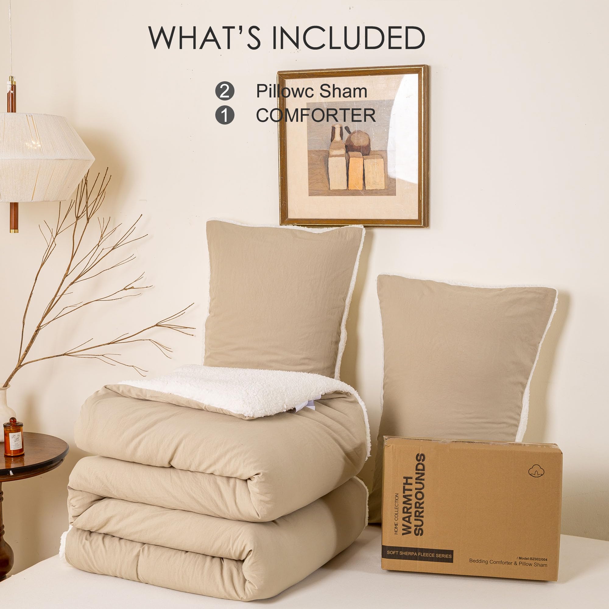 Edredón de Plumas BOHOPOPM Warm Ultra-Soft Sherpa Queen con - Imagen 7