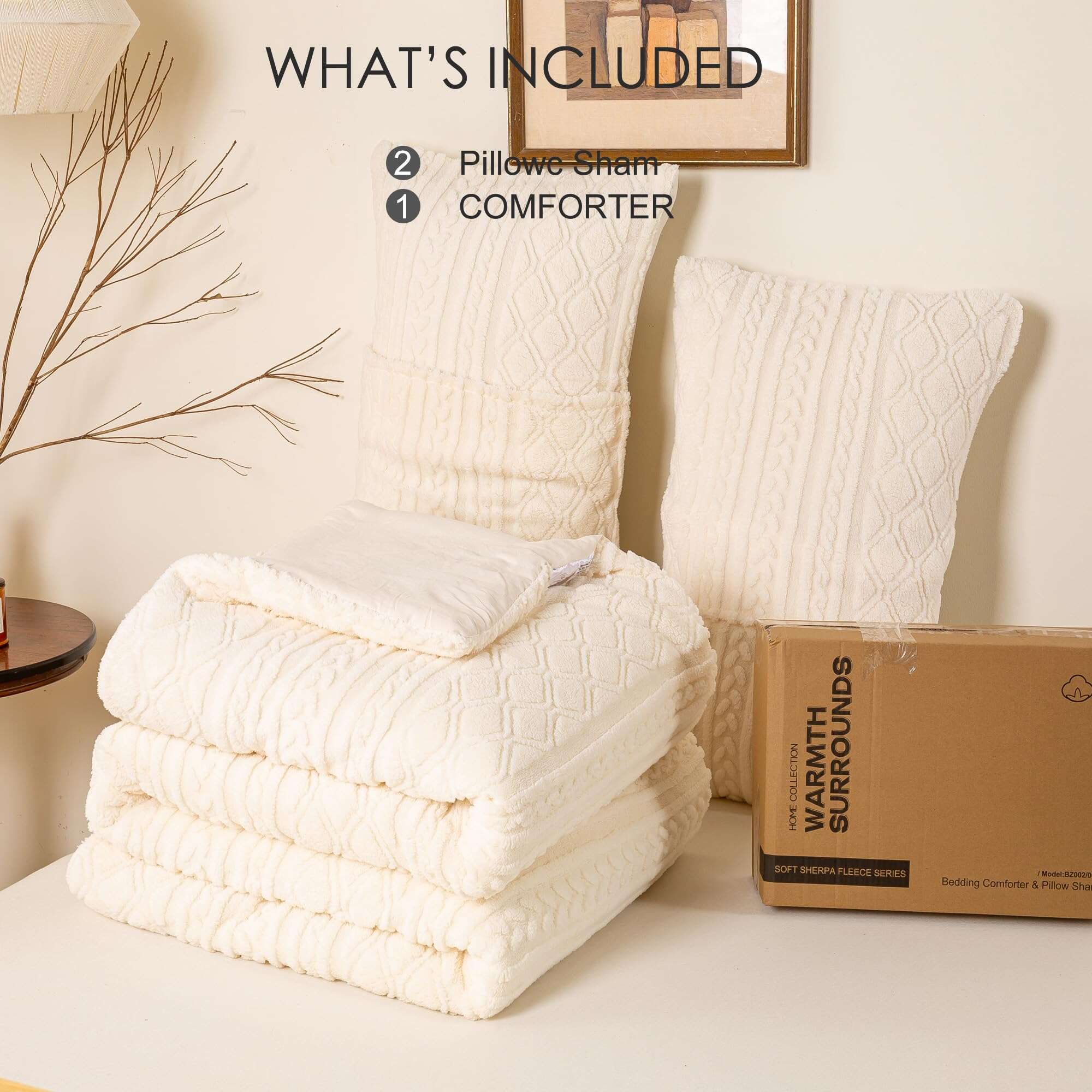 Juego de Edredón de Felpa 3D Jacquard Boho Sherpa Tamaño - Imagen 7