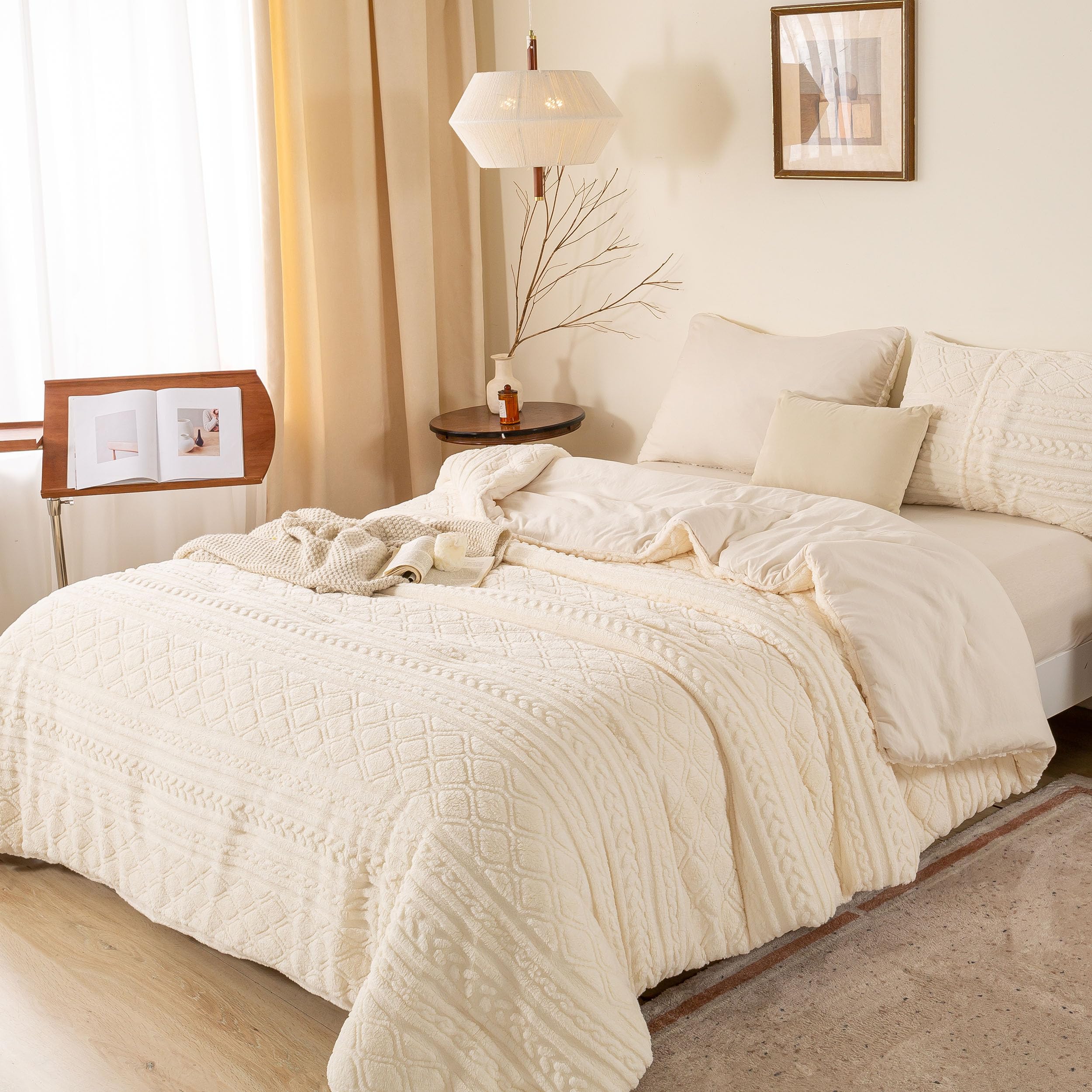 Juego de Edredón de Felpa 3D Jacquard Boho Sherpa Tamaño