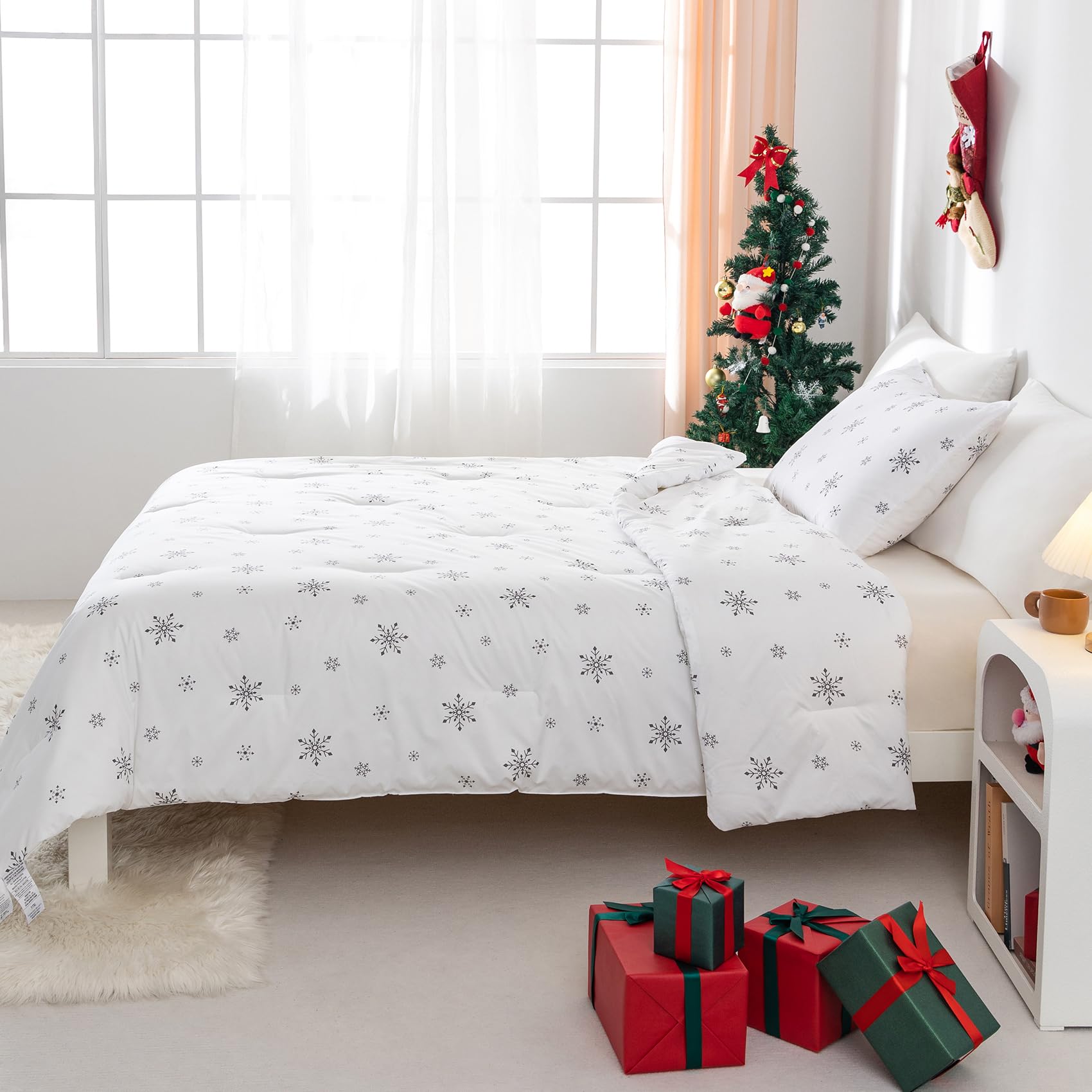 Edredón Blanco de Copos de Nieve de Navidad BOHOPOPM Tamaño - Imagen 5