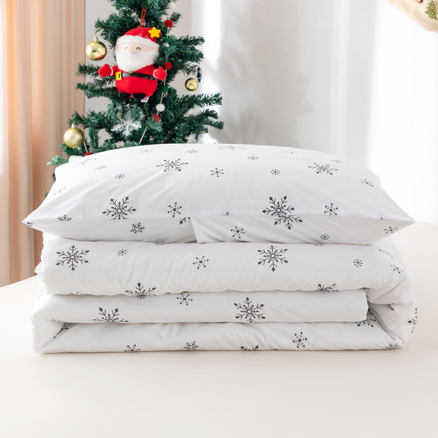 Edredón Blanco de Copos de Nieve de Navidad BOHOPOPM Tamaño - Imagen 8