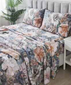 Juego de sábanas de cama de lujo vintage suave con flores