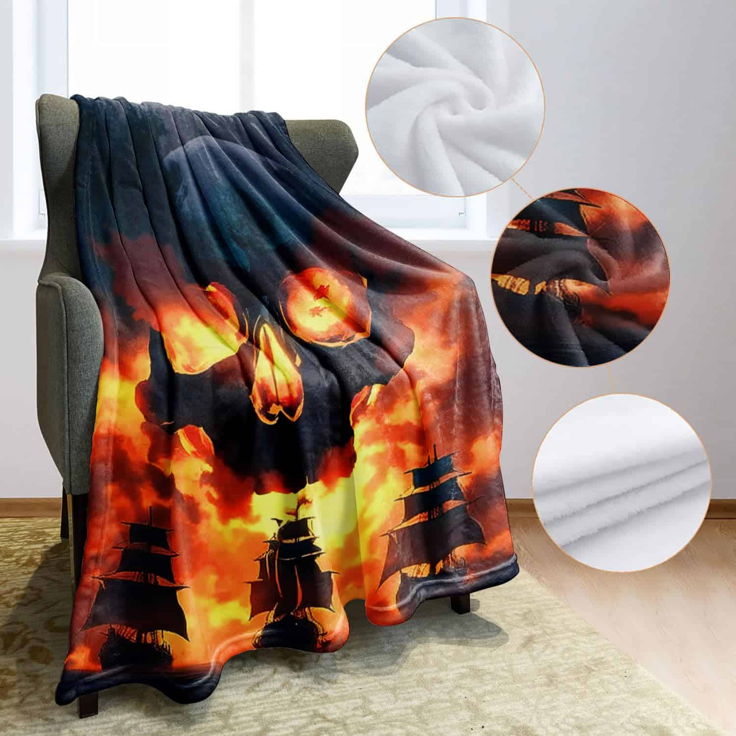 Manta Rstick Skull 60" x 80" Fuego Calavera Manta de - Imagen 6