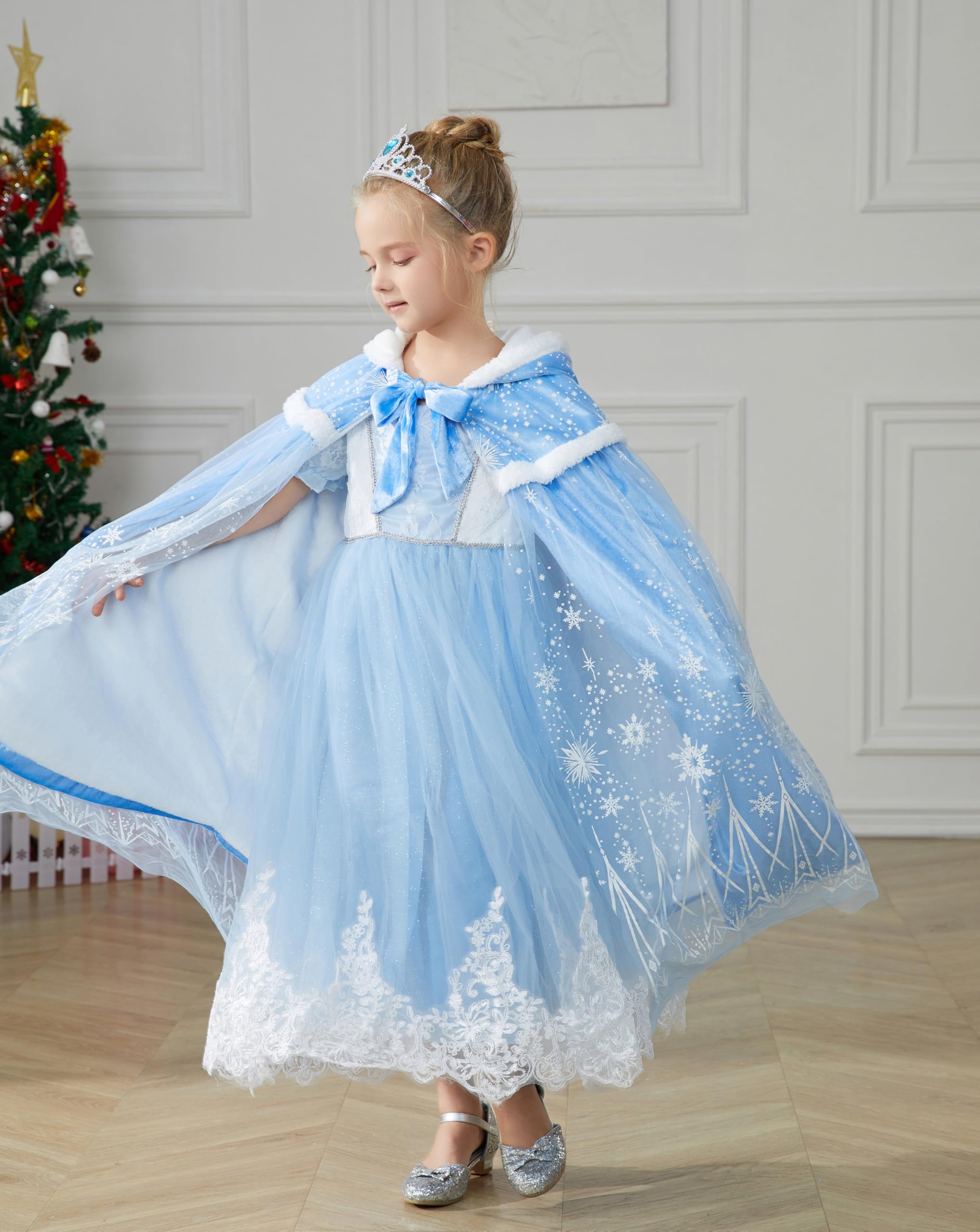 Capa de Princesa para Niñas PURFEEL para Elsa Disfraz con - Imagen 4