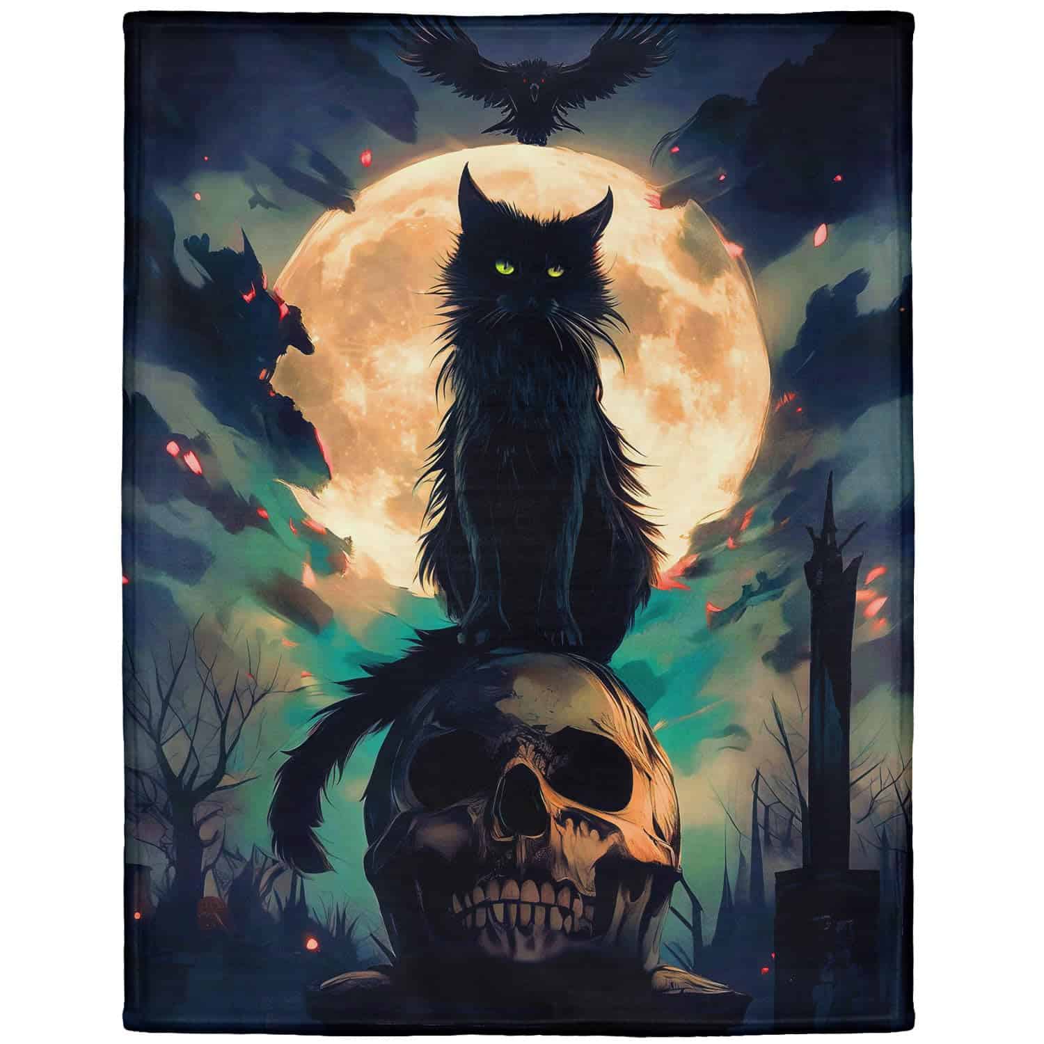 Manta Rstick Skull 60" x 80" Negra de Felpa Suave Ligera