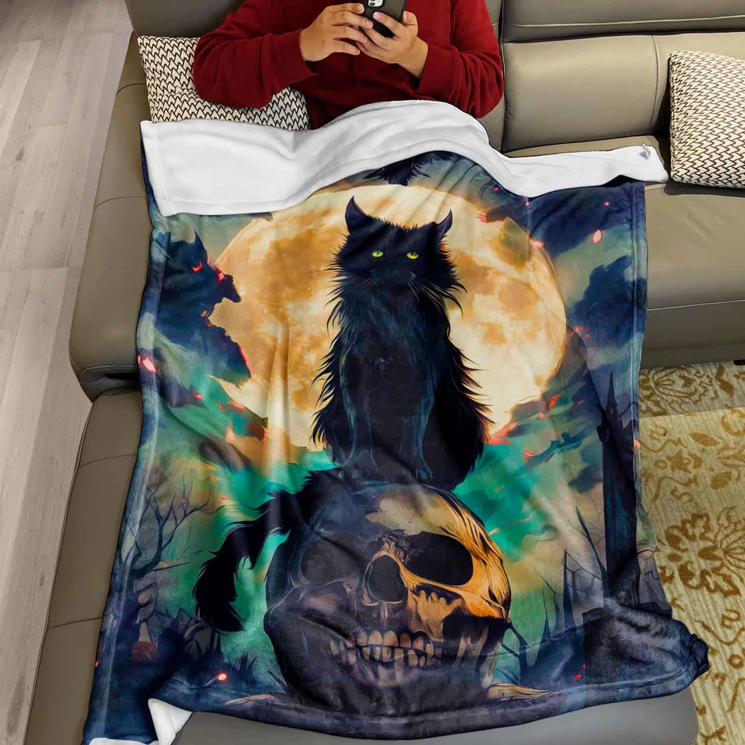 Manta Rstick Skull 60" x 80" Negra de Felpa Suave Ligera - Imagen 4