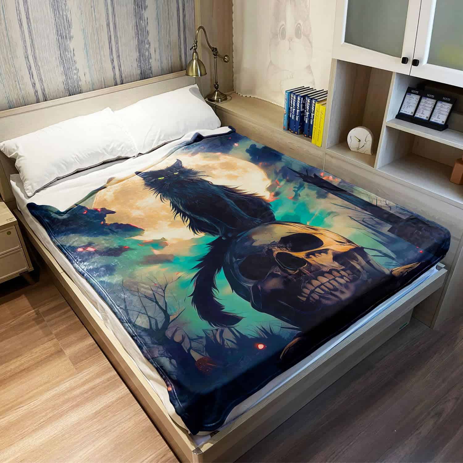 Manta Rstick Skull 60" x 80" Negra de Felpa Suave Ligera - Imagen 5