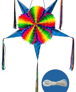 Piñata Estrella Extra Grande con Conos Azules y Cuerda de
