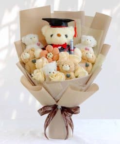 Ramo de Osito Adorable - Ramo de Peluche con Lindas Flores