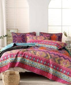 TISPLR Colcha Boho Tamaño Queen de 3 Piezas Microfibra