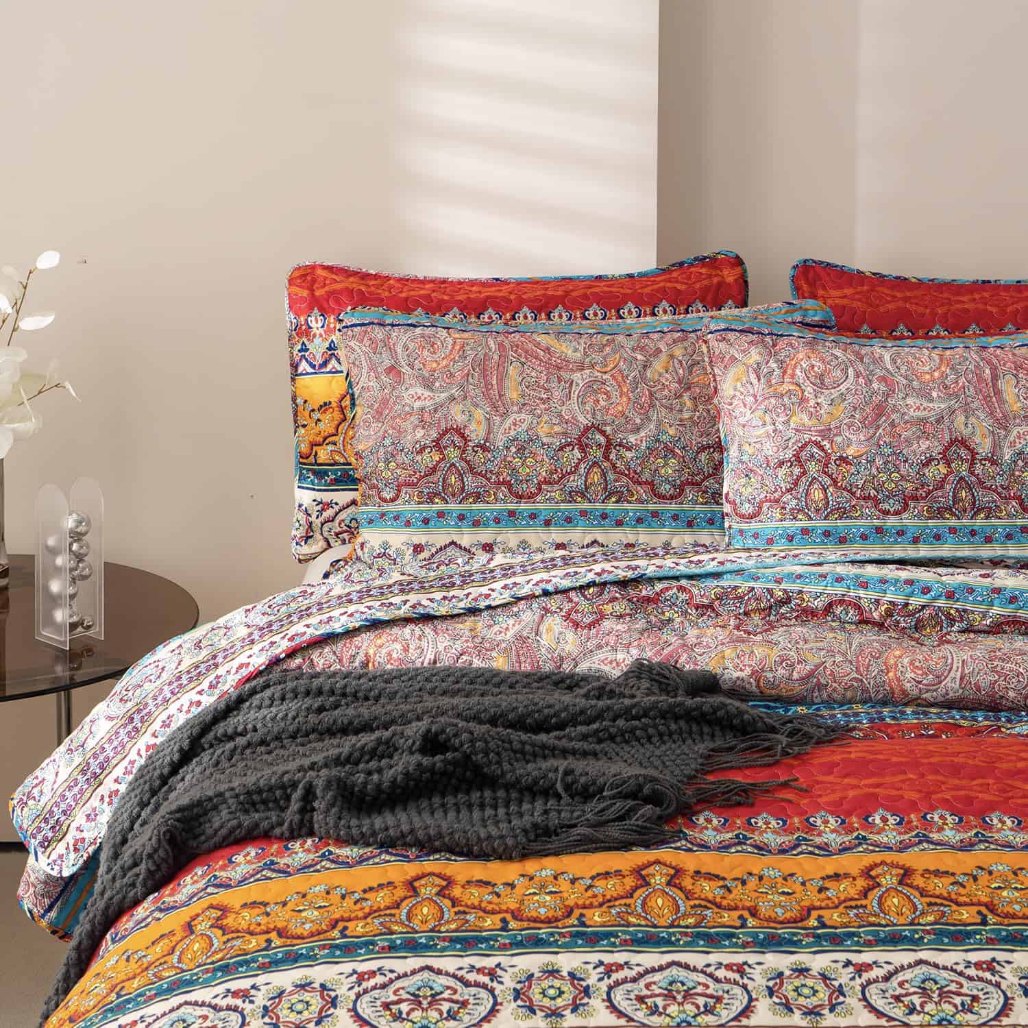Juego de Edredón Bohemio Queen 3 Piezas Microfibra Suave - Imagen 9