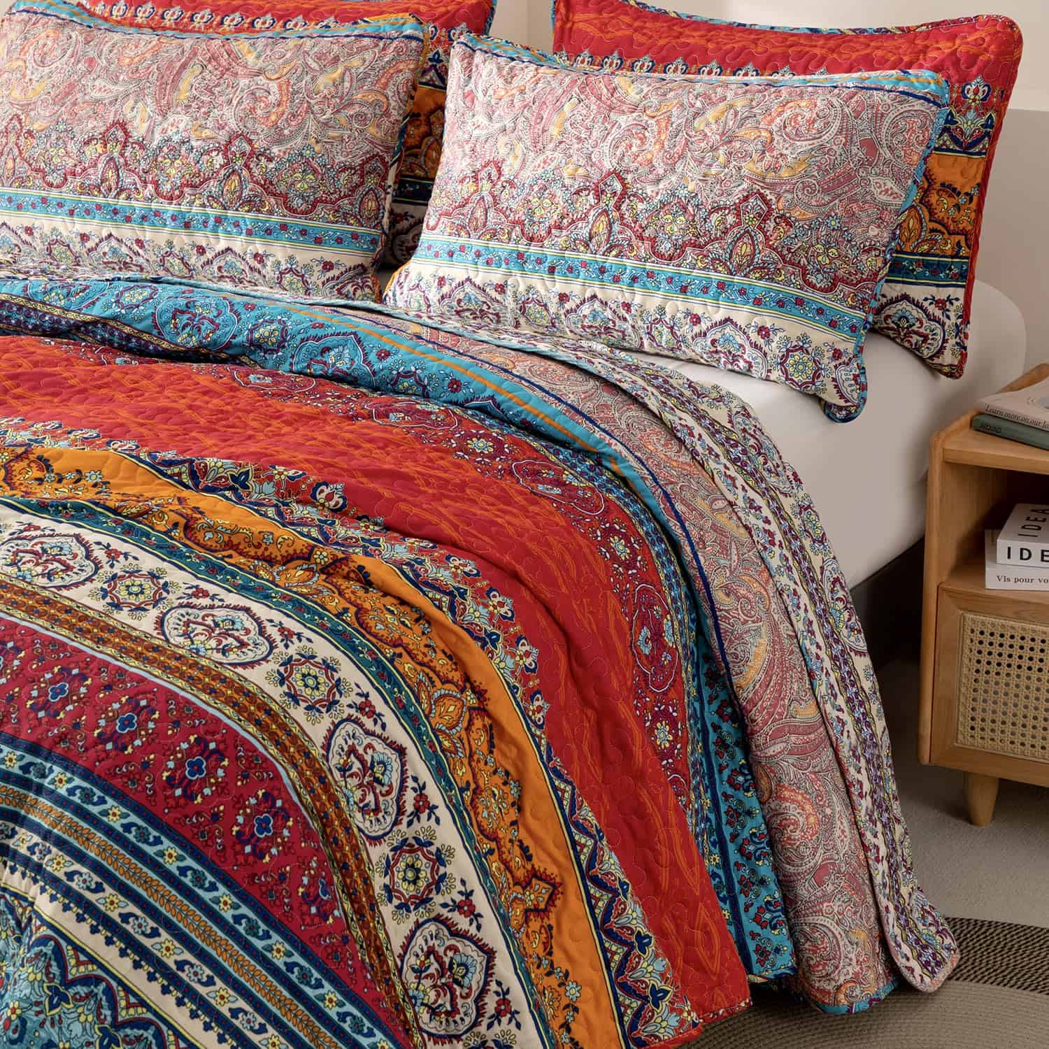 Juego de Edredón Bohemio Queen 3 Piezas Microfibra Suave - Imagen 5