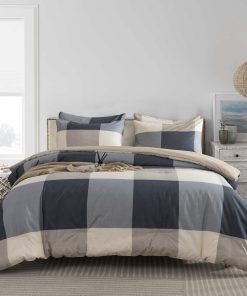 Juego de Edredón a Cuadros TISPLR King 3 Piezas de Algodón