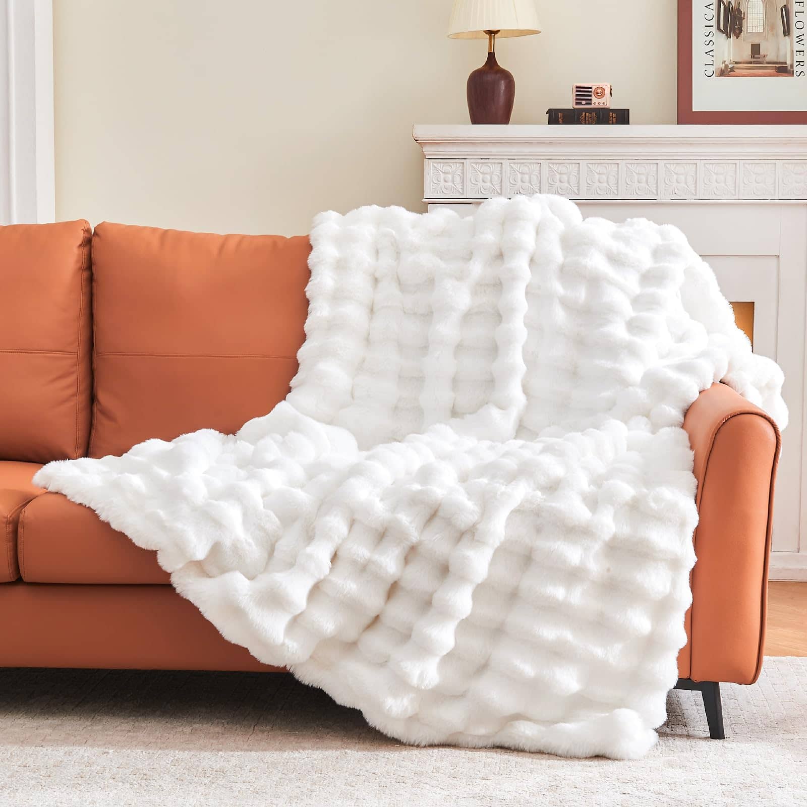 Manta de Burbujas Blanca BEDELITE - Manta de Piel Sintética