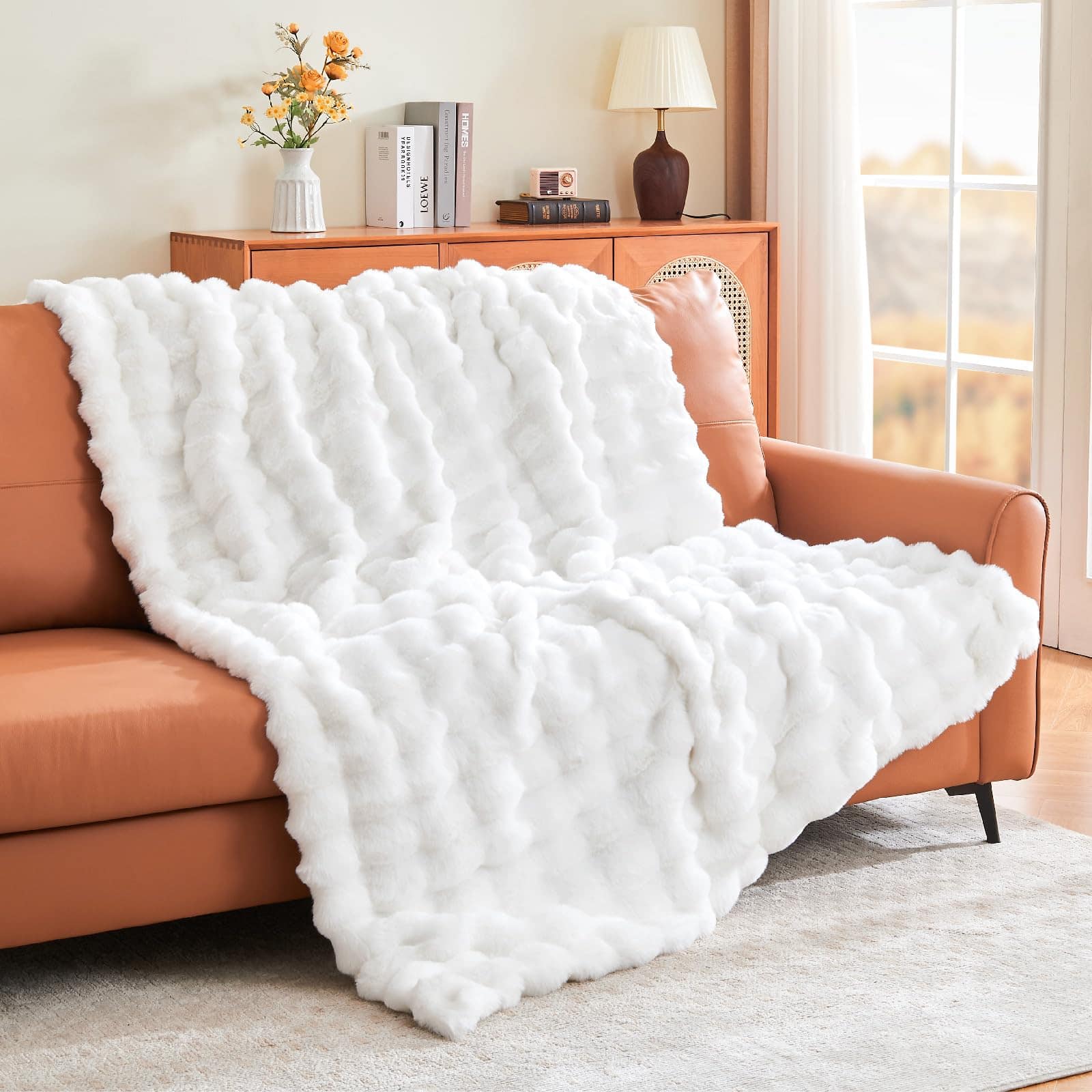 Manta de Burbujas Blanca BEDELITE - Manta de Piel Sintética - Imagen 3