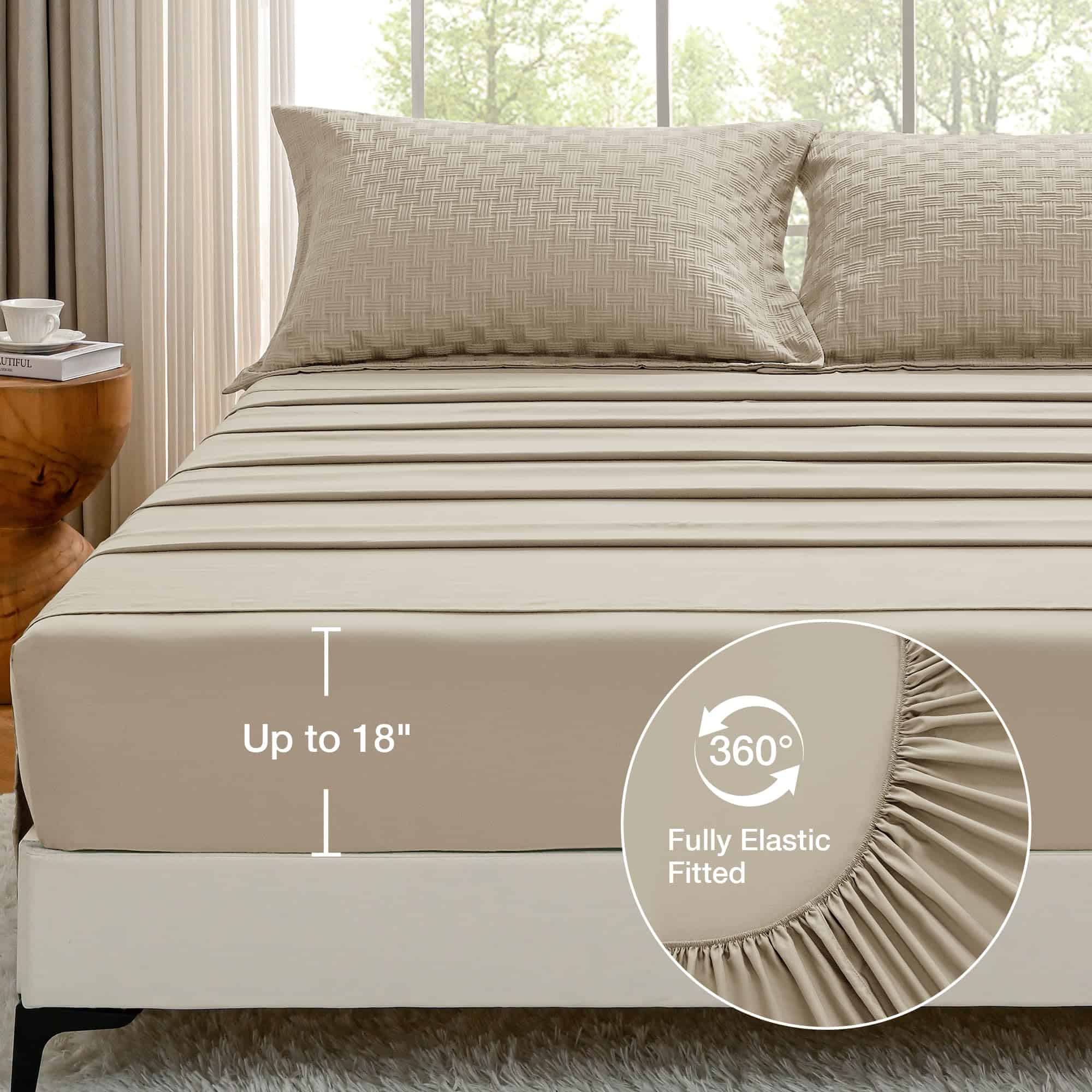 Juego de Edredón King - Crema Gris Tejido Jacquard de - Imagen 7