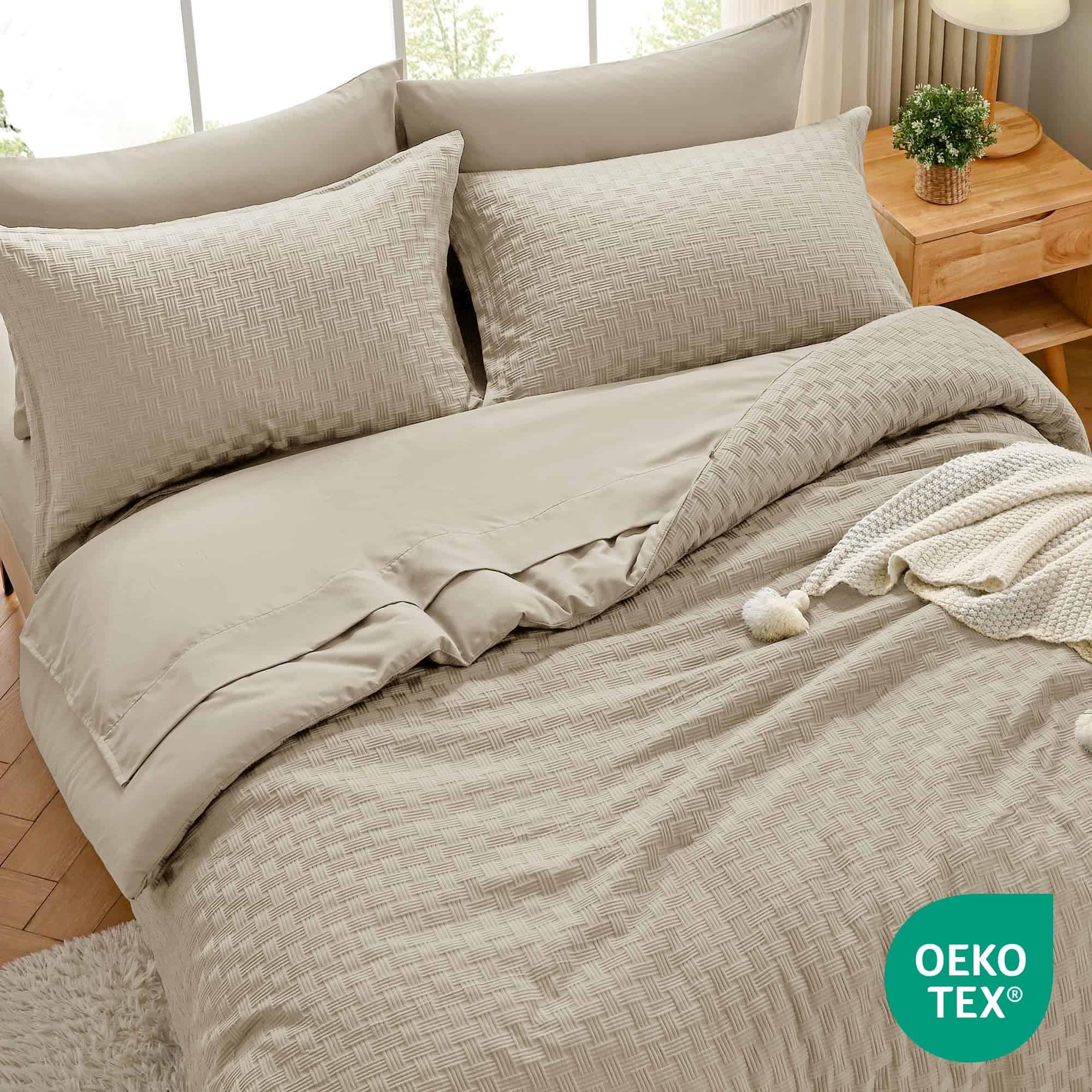 Juego de Edredón King - Crema Gris Tejido Jacquard de - Imagen 4