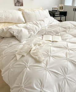 Rvciby Funda de Edredón con Pliegues en Pinza de Flor para