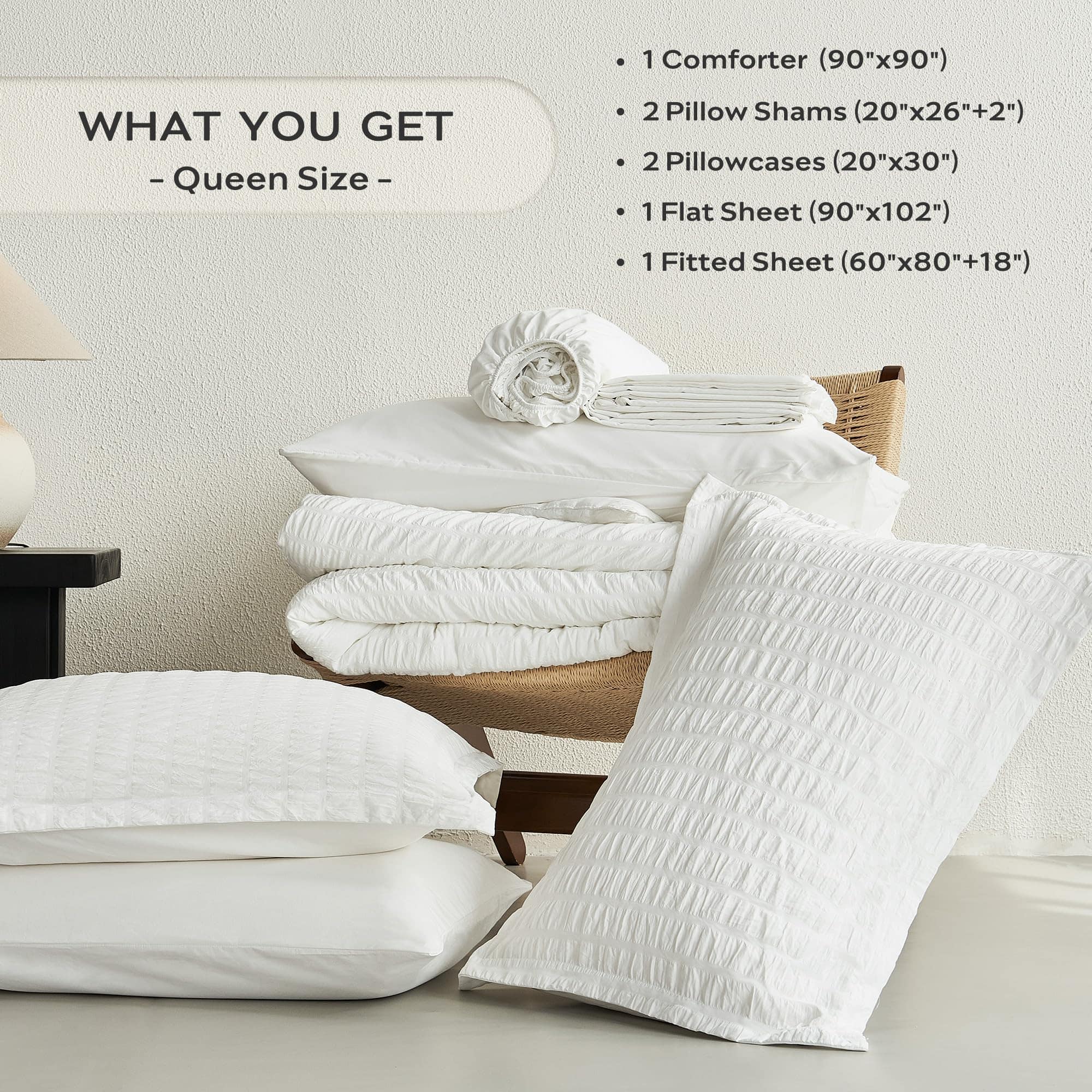 Juego de Edredón JELLYMONI Seersucker tamaño Queen con Cama - Imagen 6