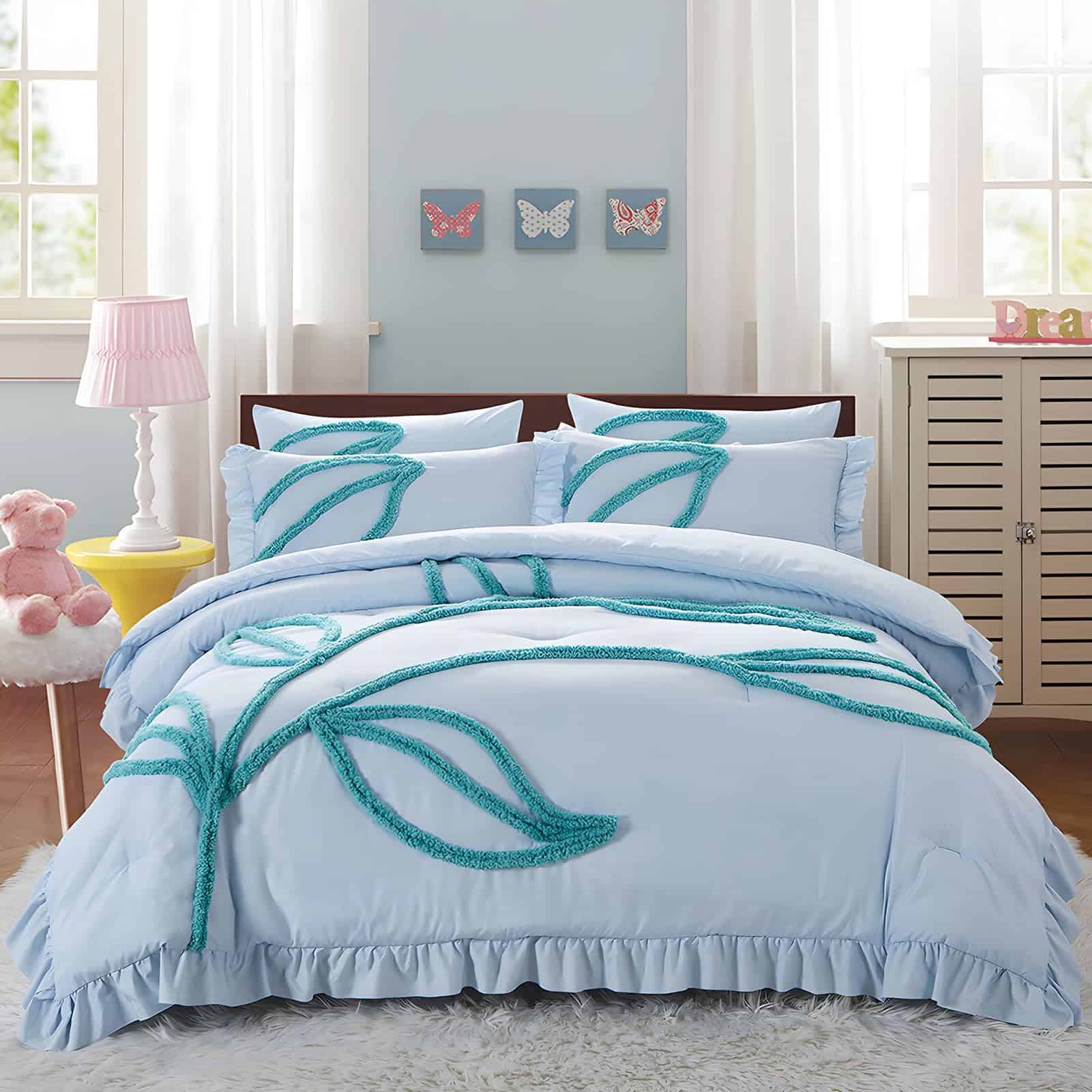 Juego de funda de edredón Boho Leaf King Size, suave juego