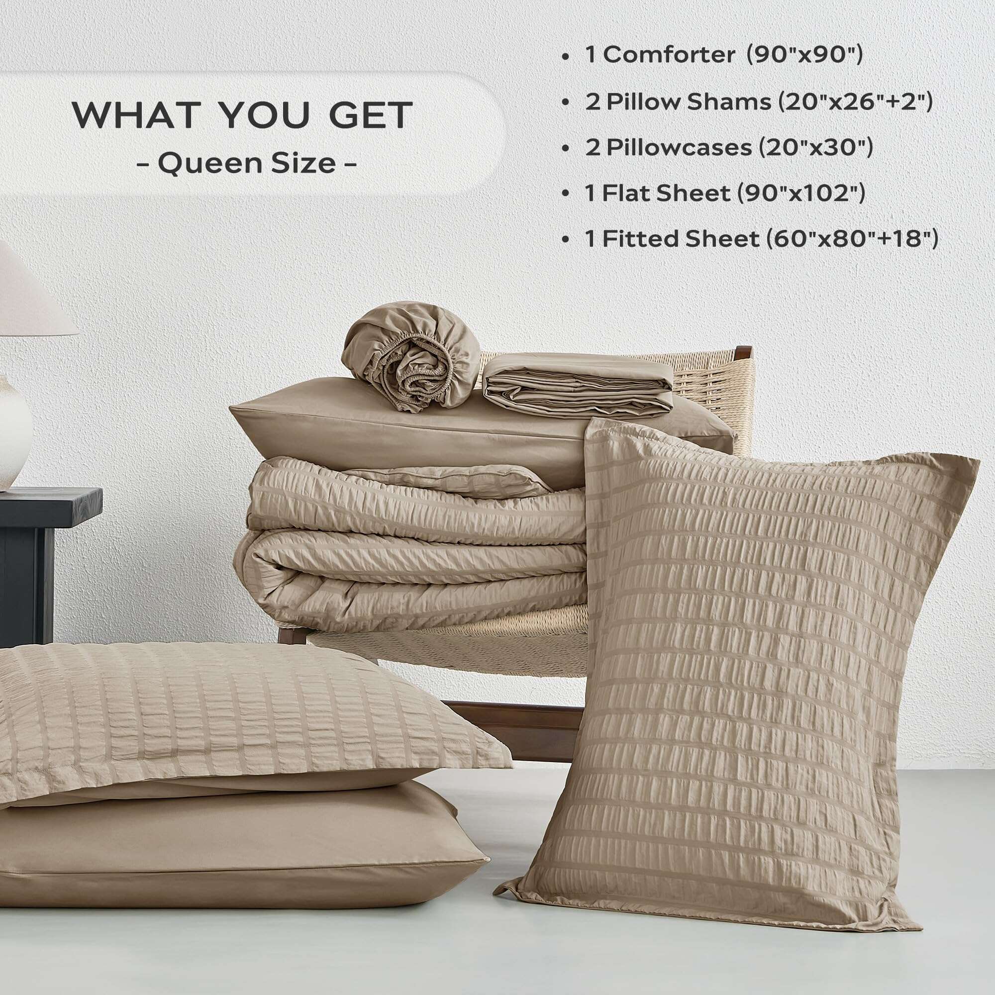 Juego de edredón JELLYMONI Seersucker Queen Size con - Imagen 6