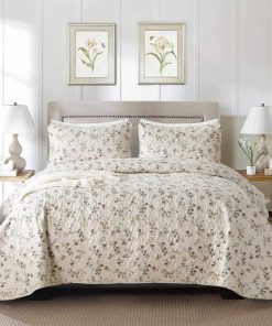 Juego de Edredón Floral Queen 3 Piezas - Suave y Ligero -