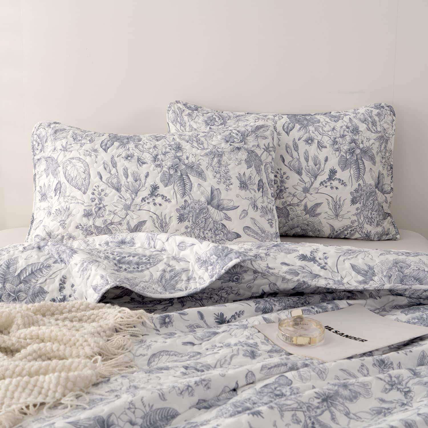 Juego de Colcha para Cama Queen BUPIRD Floral 3 Piezas - Imagen 10