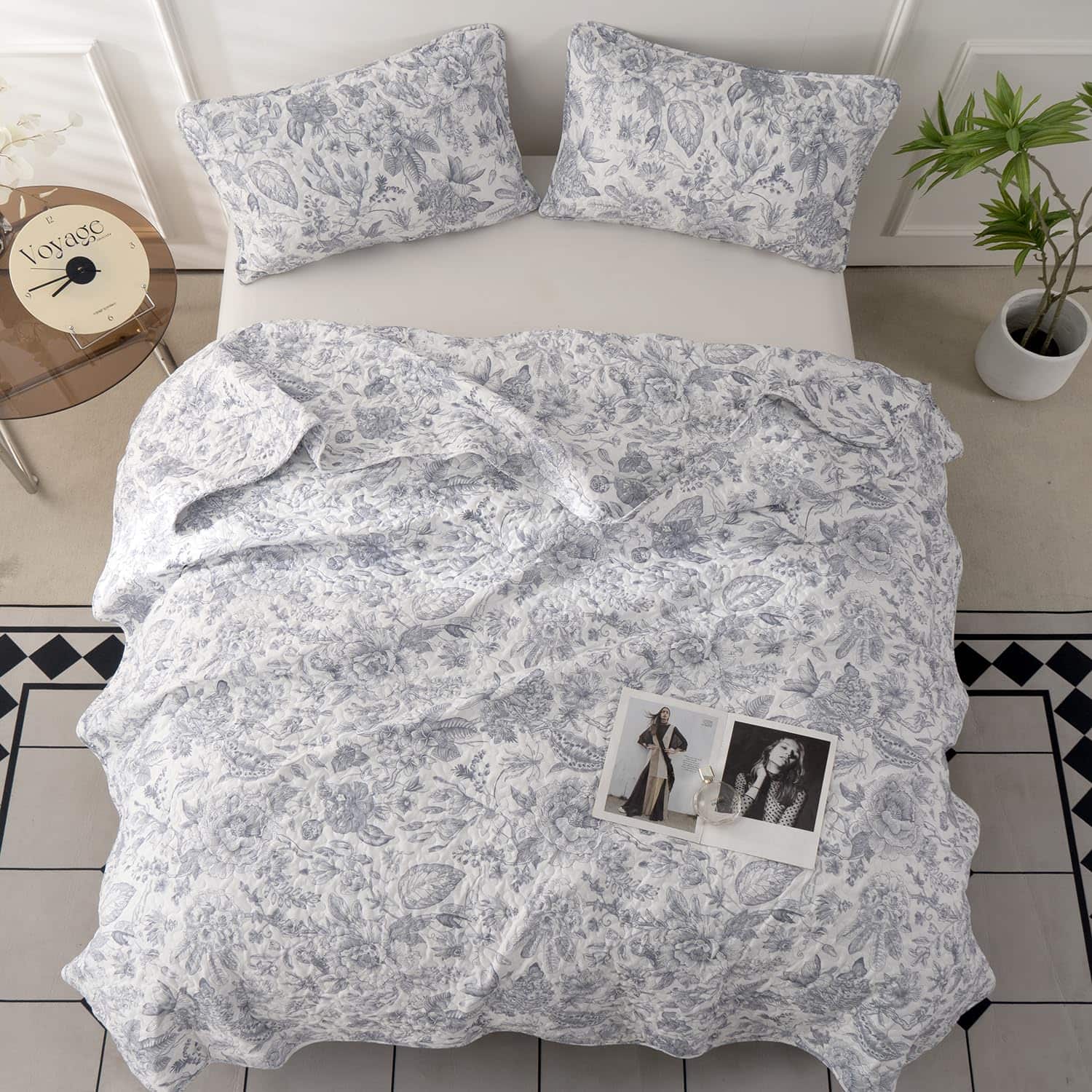 Juego de Colcha para Cama Queen BUPIRD Floral 3 Piezas - Imagen 6