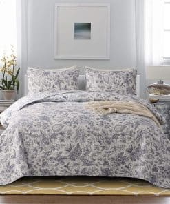 Juego de Colcha para Cama Queen BUPIRD Floral 3 Piezas