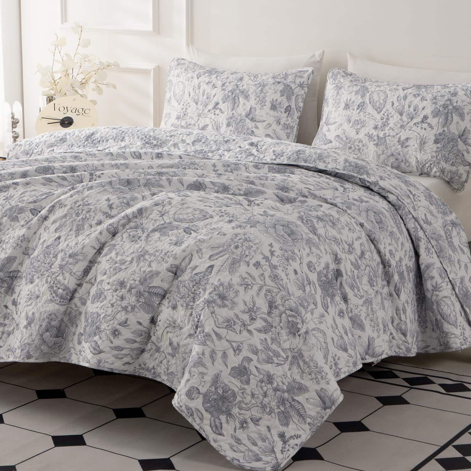 Juego de Colcha para Cama Queen BUPIRD Floral 3 Piezas - Imagen 5