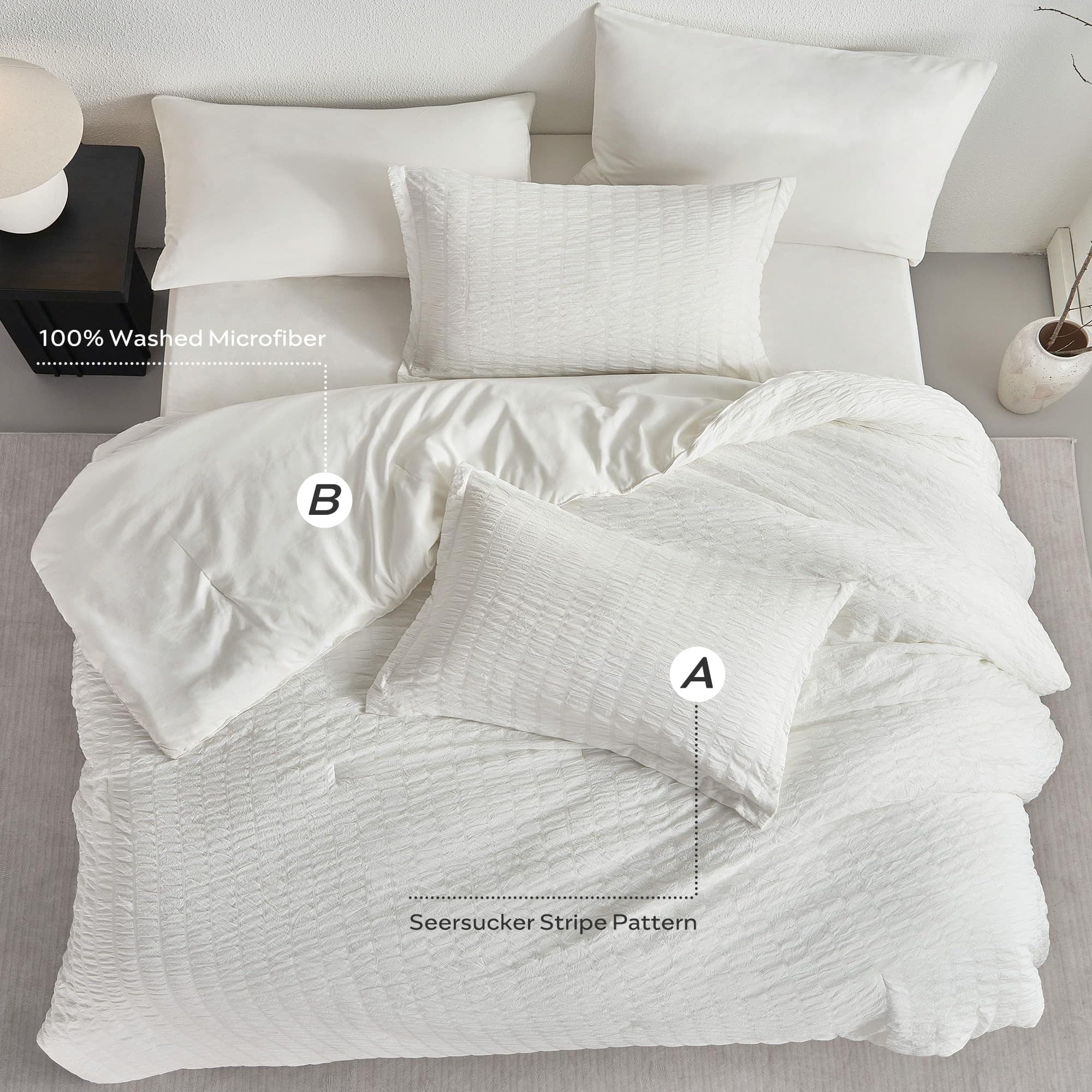 Juego de Edredón Jellymoni Seersucker Tamaño -Blanco - Imagen 5