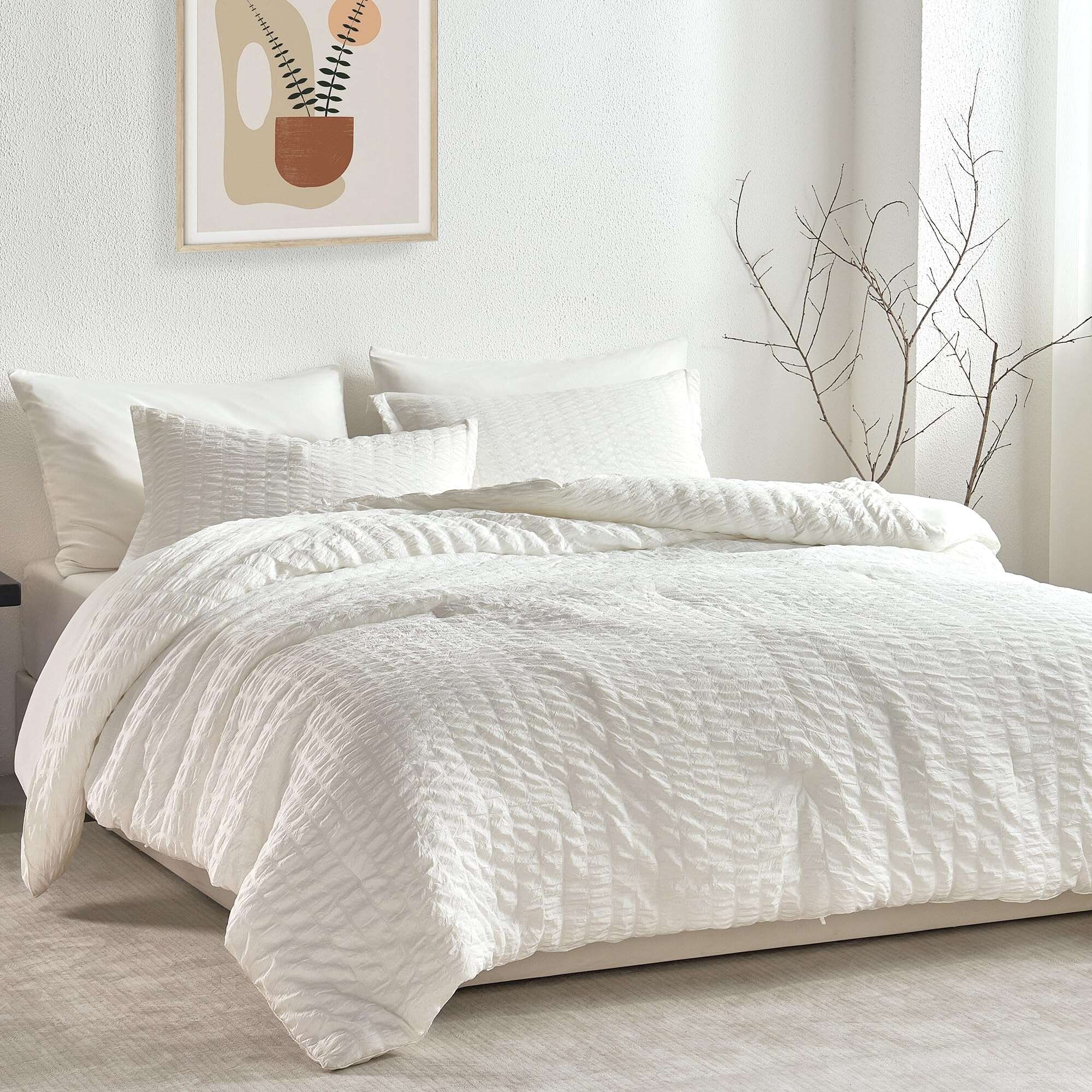 Juego de Edredón Jellymoni Seersucker Tamaño -Blanco