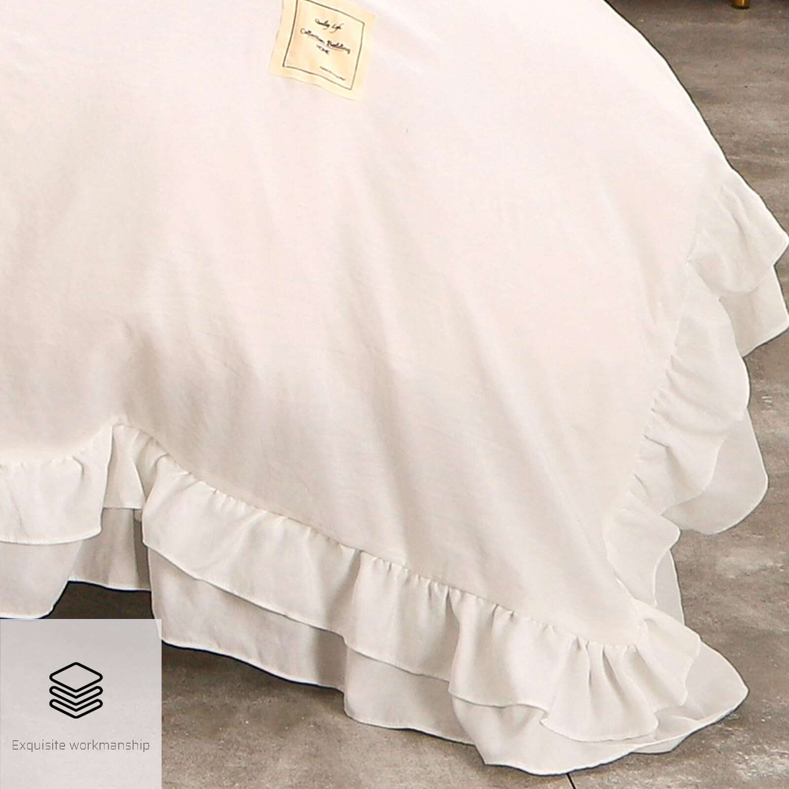 Juego de Funda de Edredón con Volantes King Size, Suave y - Imagen 6