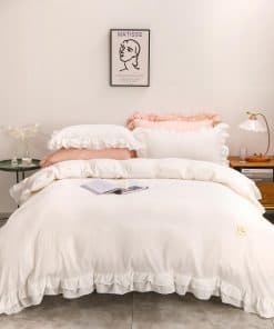 Juego de Funda de Edredón con Volantes King Size, Suave y
