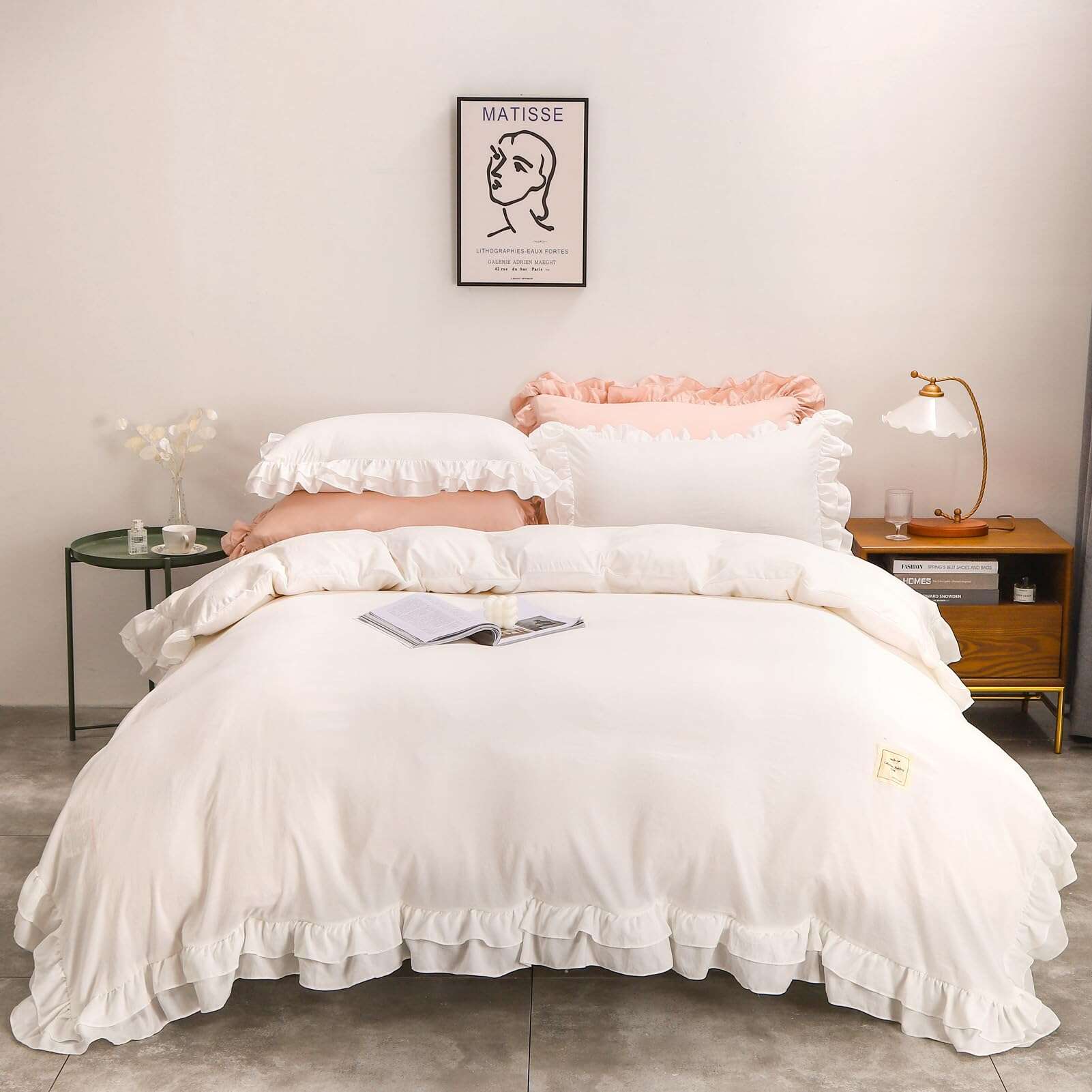 Juego de Funda de Edredón con Volantes King Size, Suave y