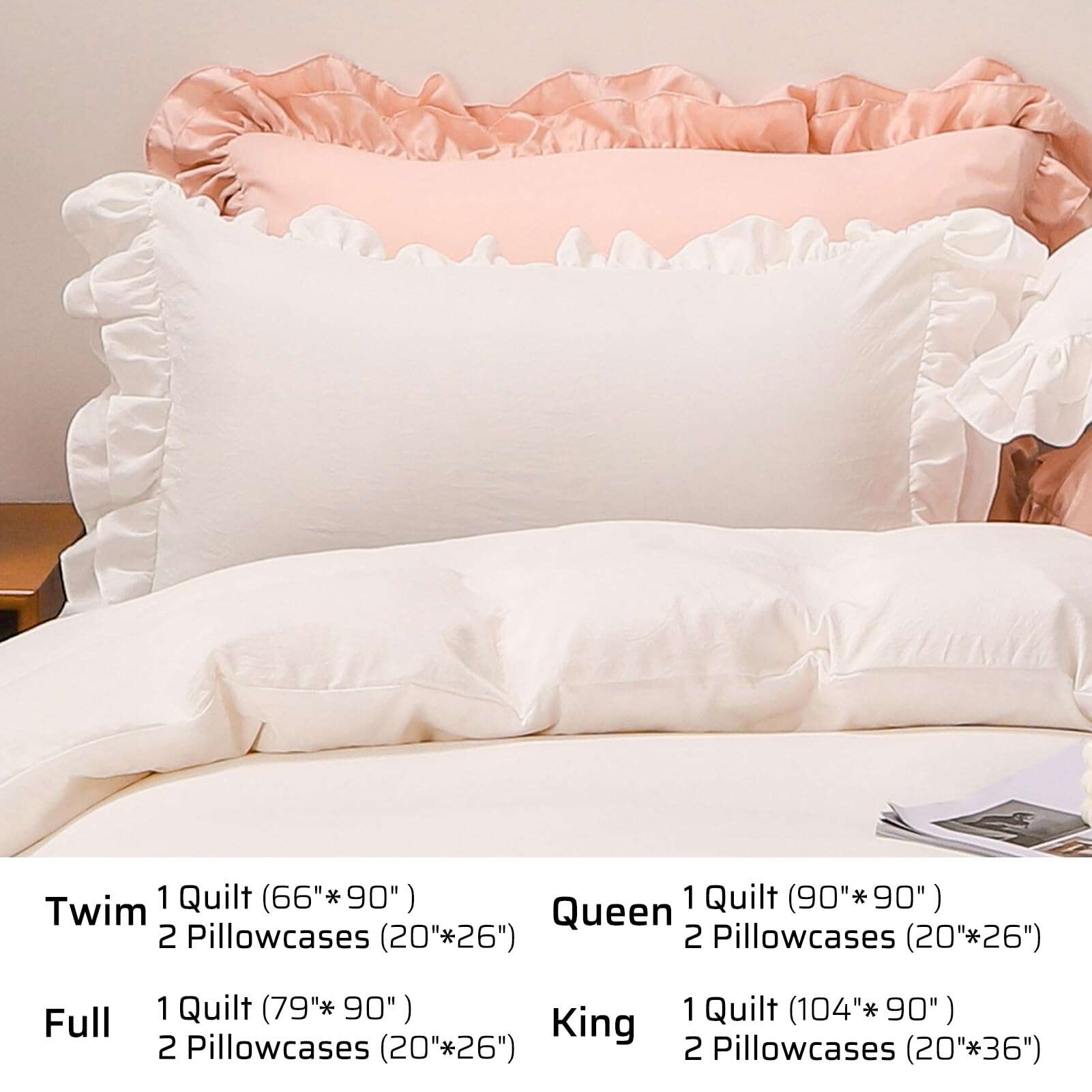 Juego de Funda de Edredón con Volantes King Size, Suave y - Imagen 7