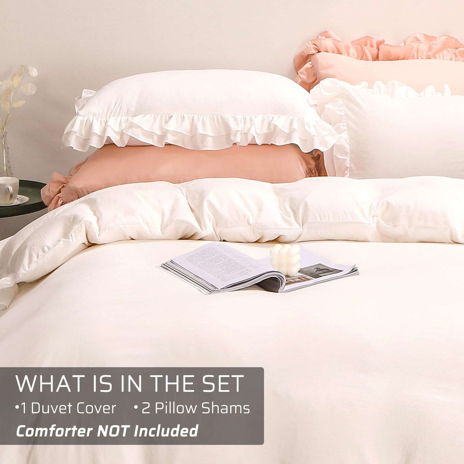 Juego de Funda de Edredón con Volantes King Size, Suave y - Imagen 4