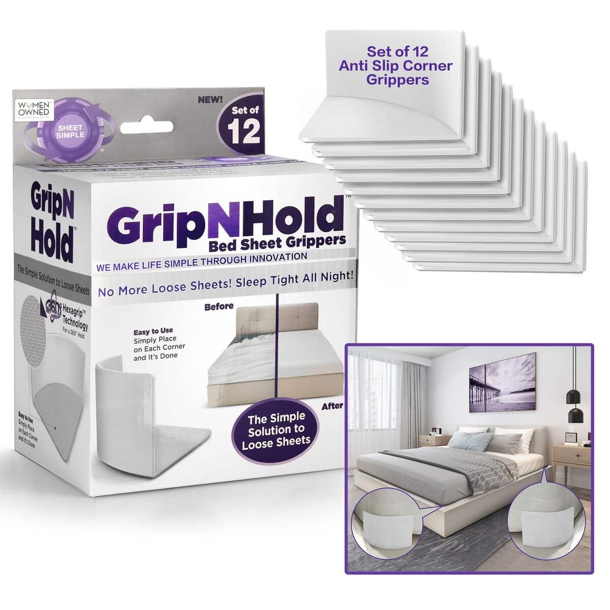 Grip N Hold - Sujetadores de sábanas, discretos,