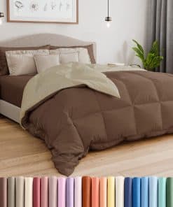 Edredón Alternativo Reversible Tamaño Completo, Café y